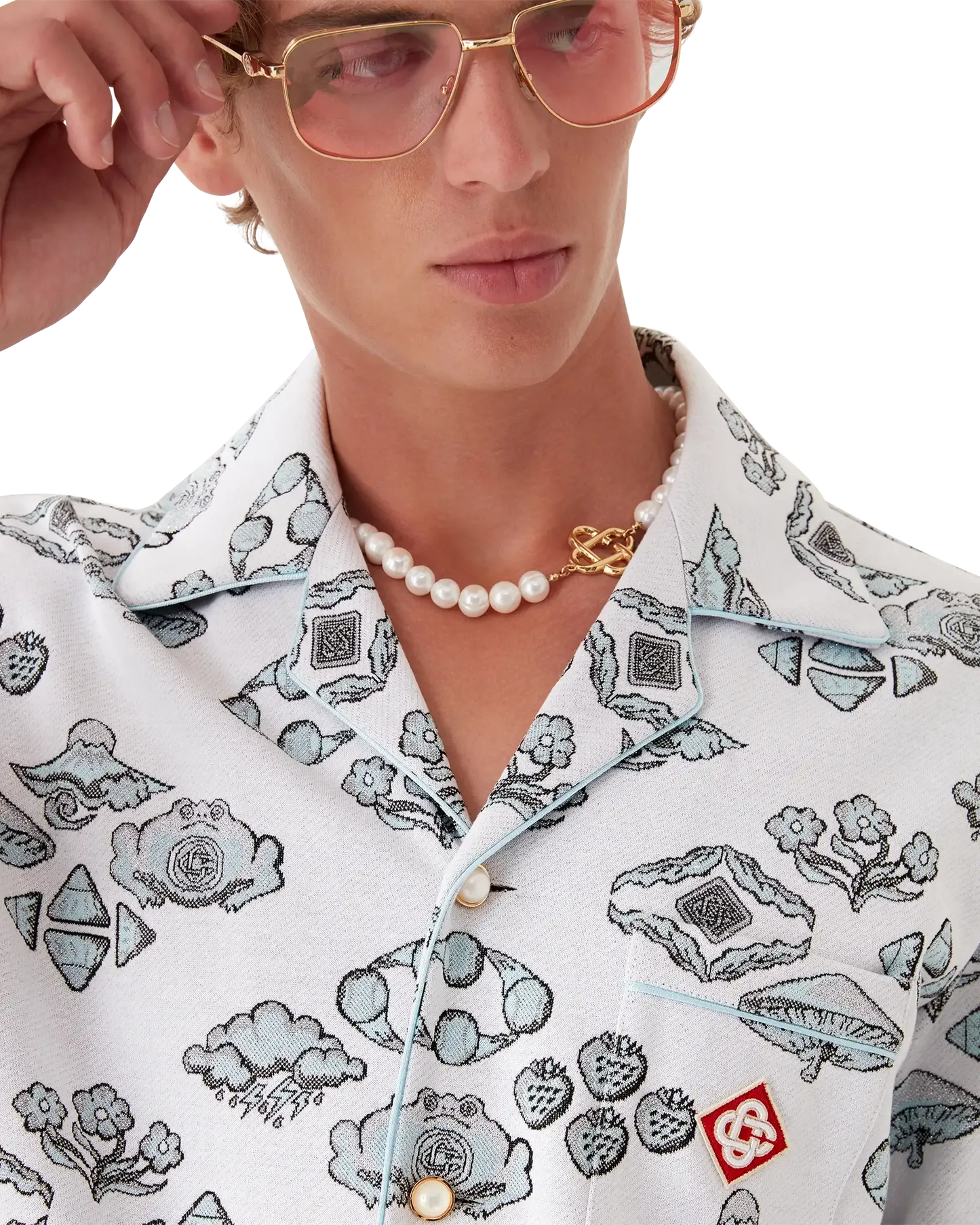 Jacquard Motif Short Sleeve Shirt | Casablanca Paris | Image 5