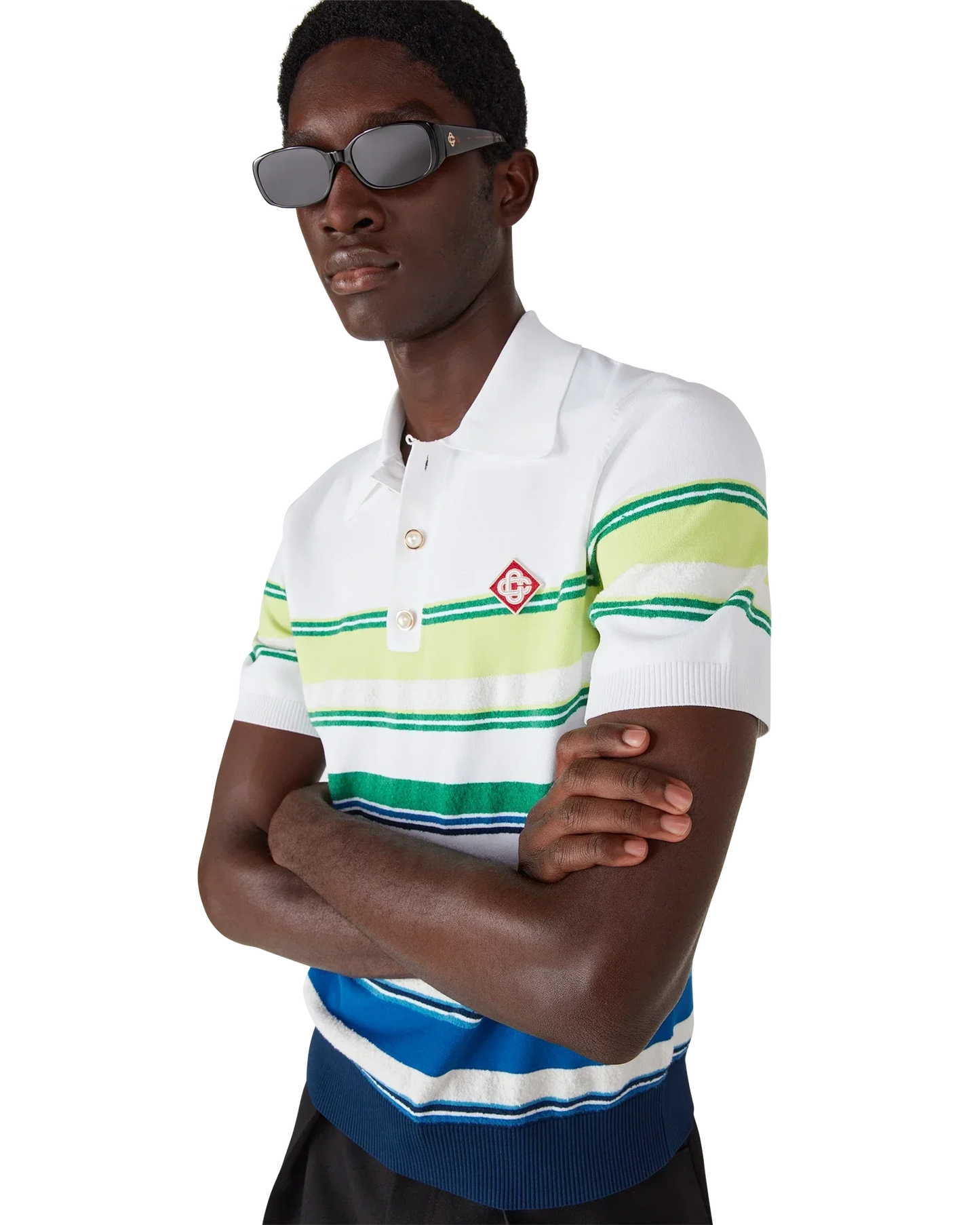 Gradient Stripe Short Sleeve Polo Shirt | Casablanca Paris | Image 5