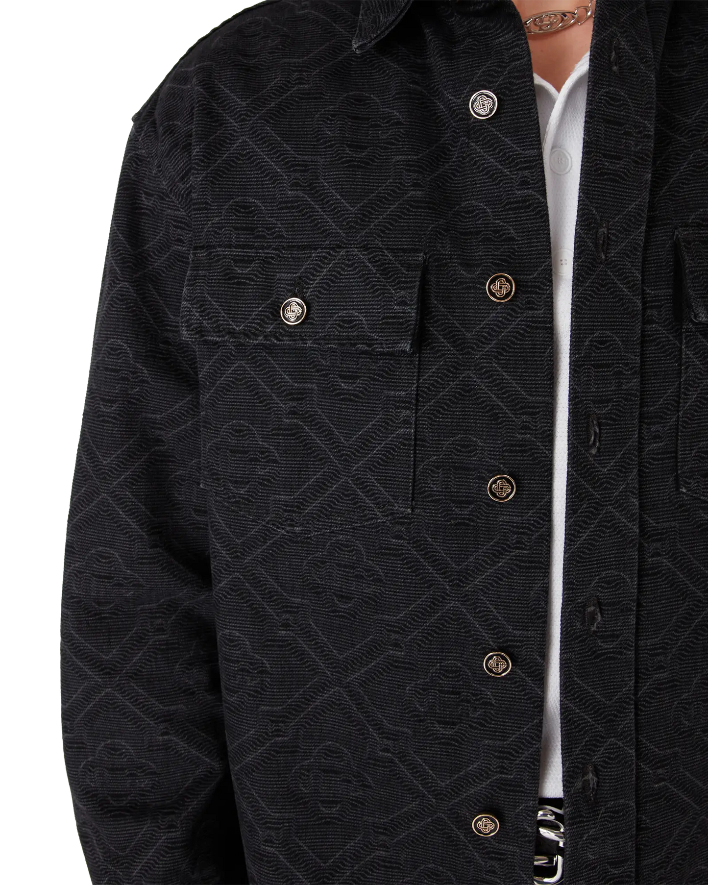 Black Laser Long Sleeve Denim Shirt | Casablanca Paris | Image 5