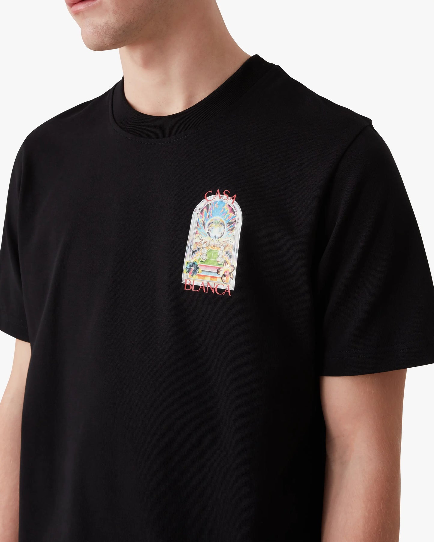 Black Tennis Landscape Short Sleeve T-Shirt | Casablanca Paris | Image 5