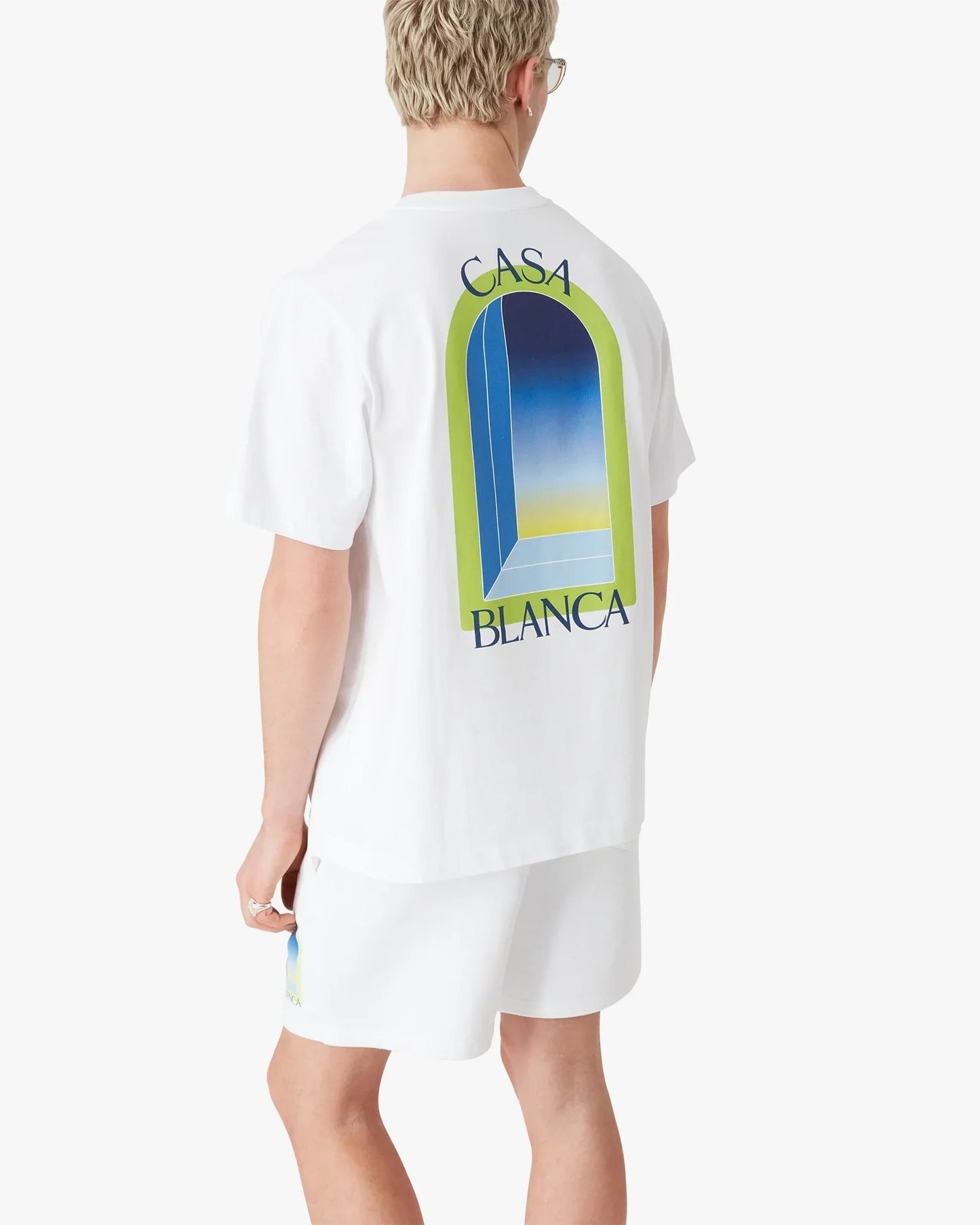 White & Lime Arches Short Sleeve T-Shirt | Casablanca Paris | Image 5