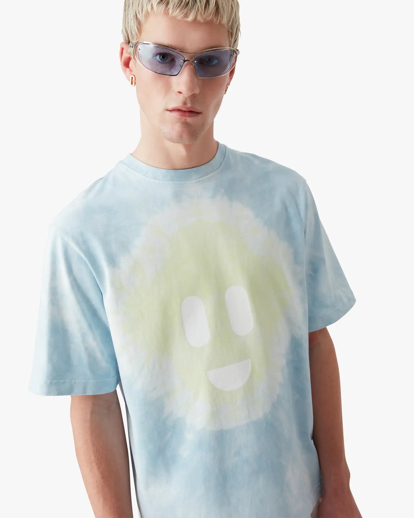 Blue Tie Dye Oversized CC Smile Short Sleeve T-Shirt | Casablanca Paris | Image 5