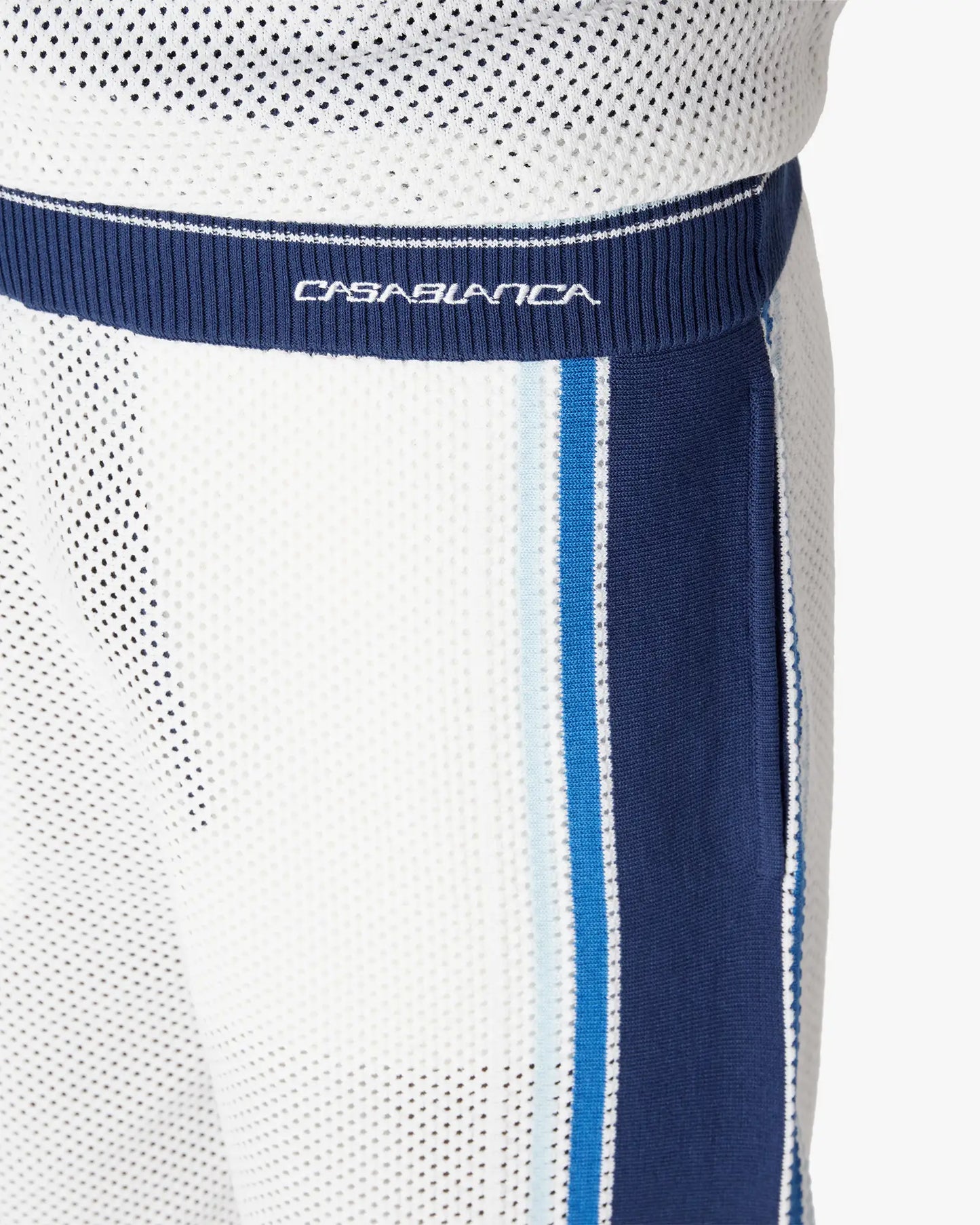 White & Blue Striped Mesh Track Shorts | Casablanca Paris | Image 5