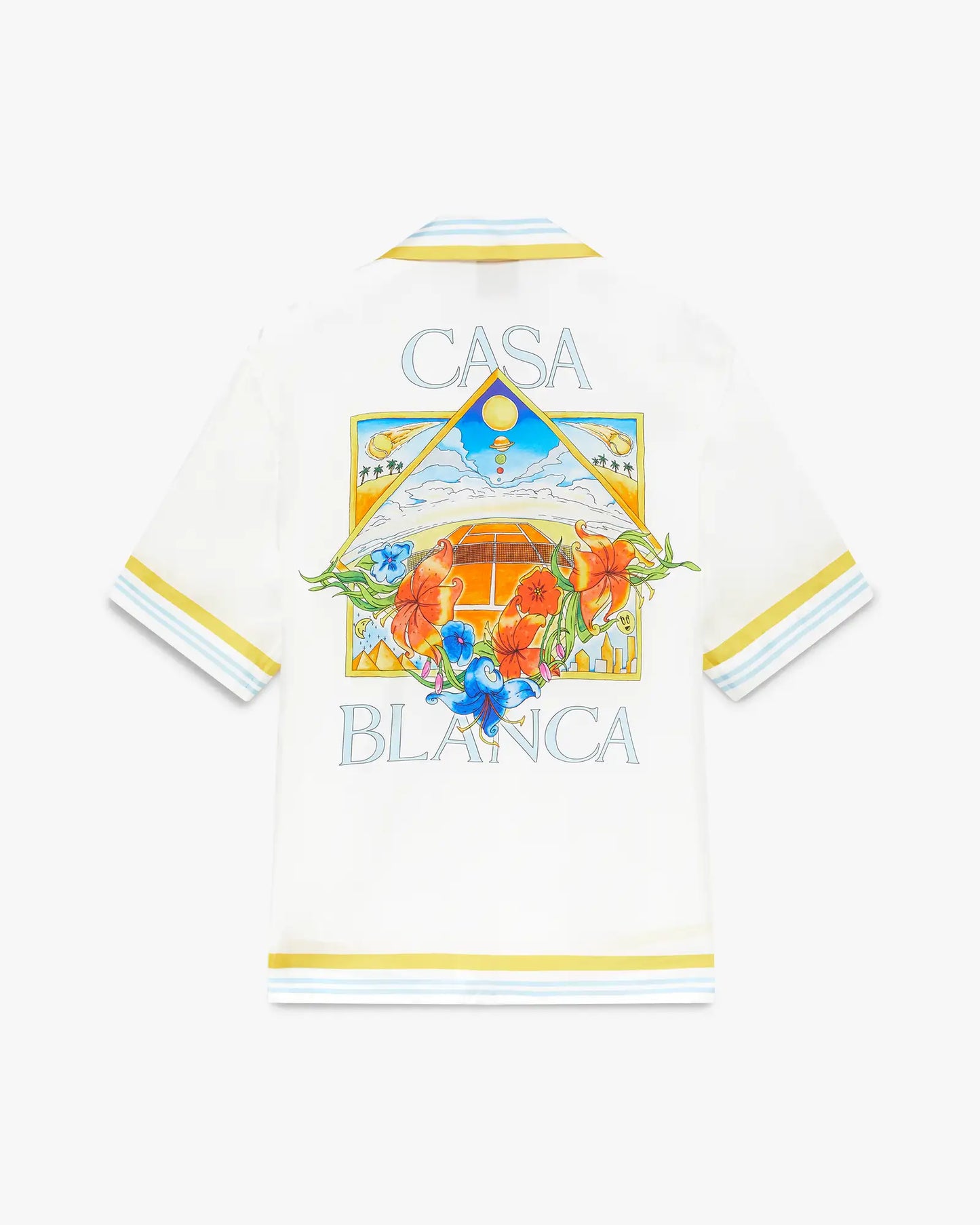 White Tennis Landscape Short Sleeve Silk Shirt | Casablanca Paris | Image 6