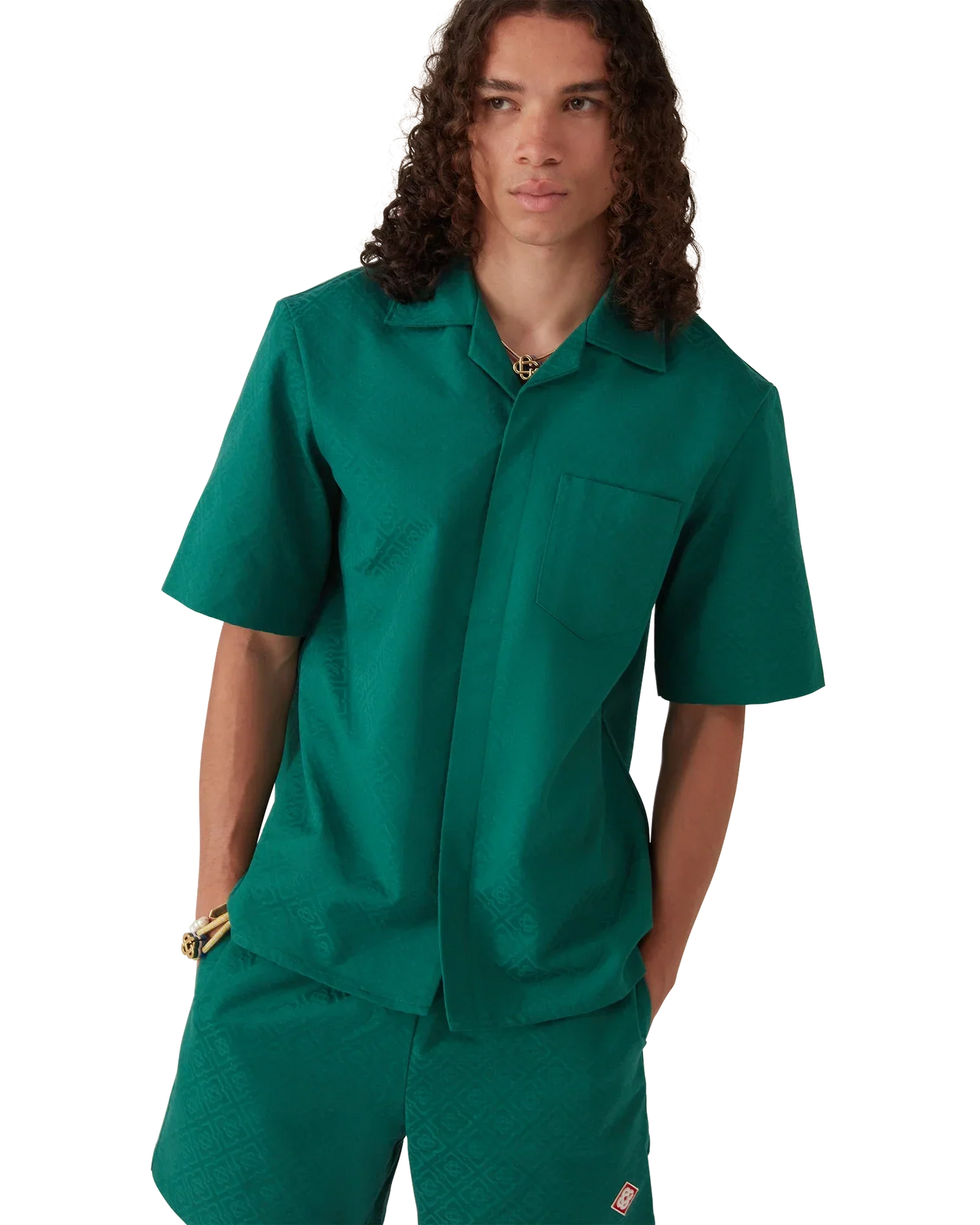 Cotton Monogram Short Sleeve Jacquard Shirt | Casablanca Paris | Image 4
