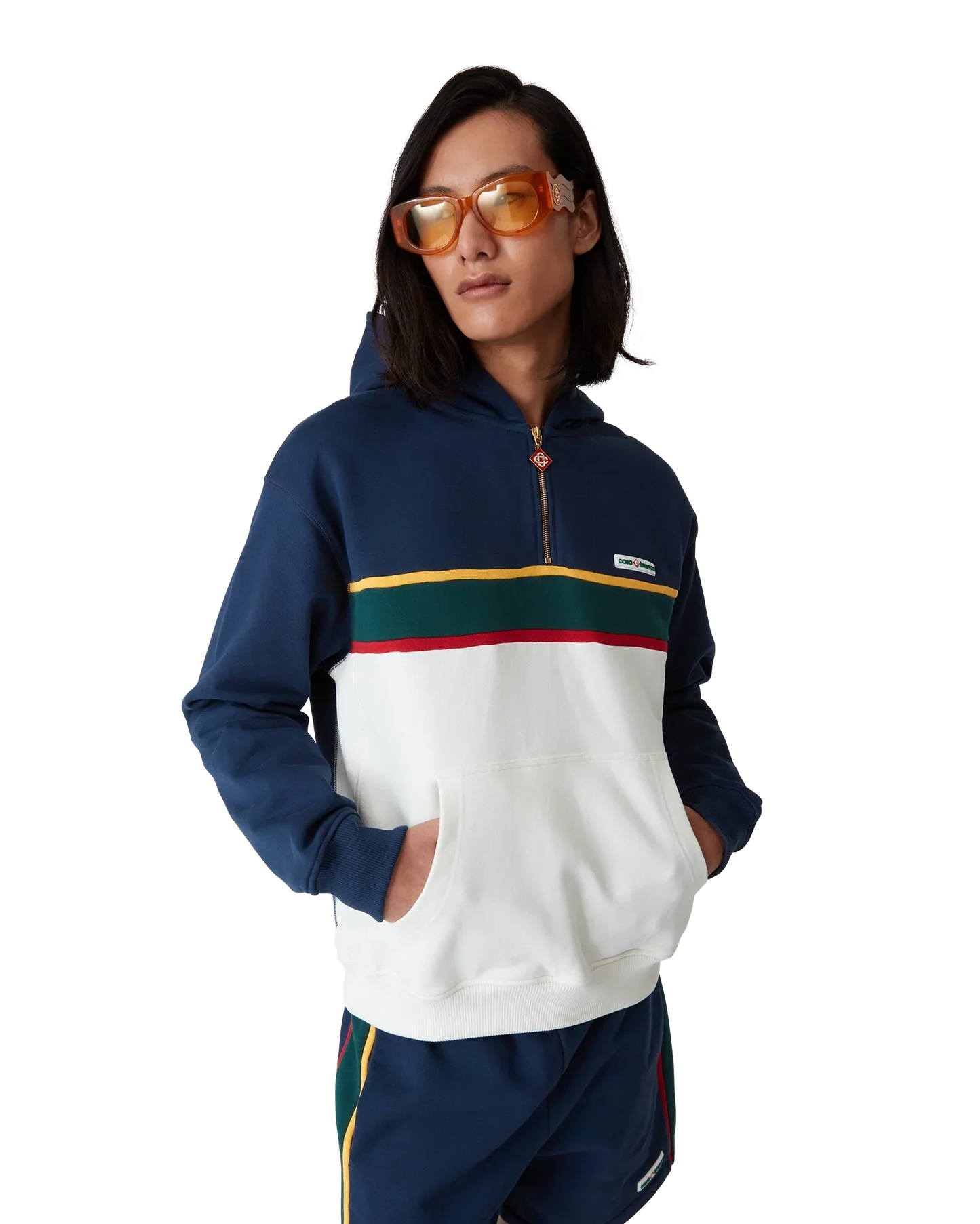 Colourblock Quarter Zip Hooded Sweatshirt | Casablanca Paris | Image 5