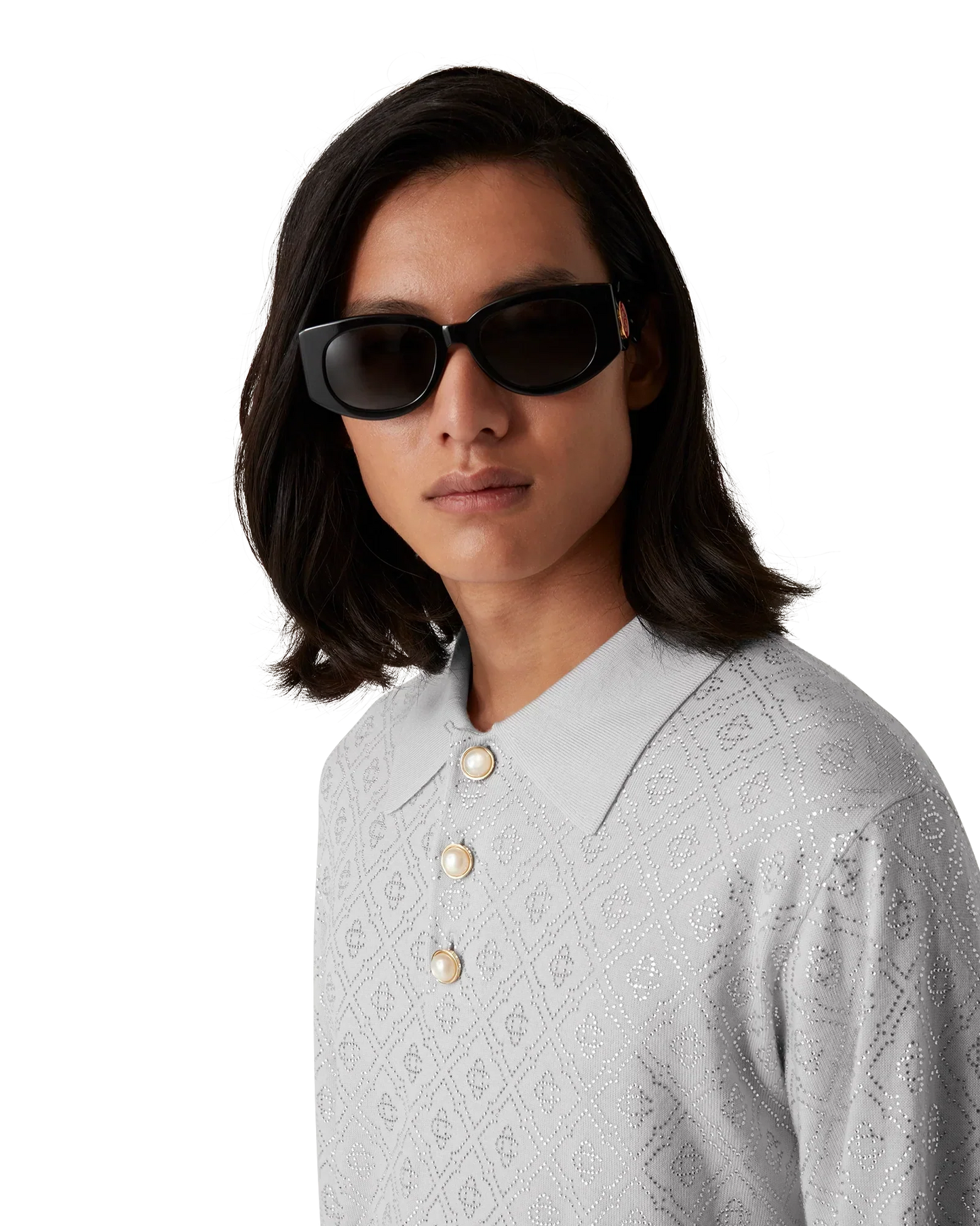 Crystal Monogram Knit Polo Shirt | Casablanca Paris | Image 5