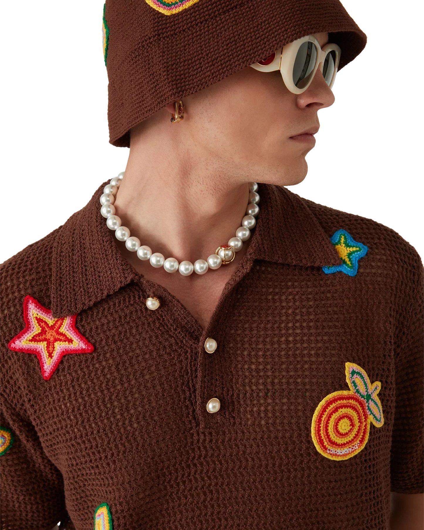 Motif Crochet Polo Shirt | Casablanca Paris | Image 5