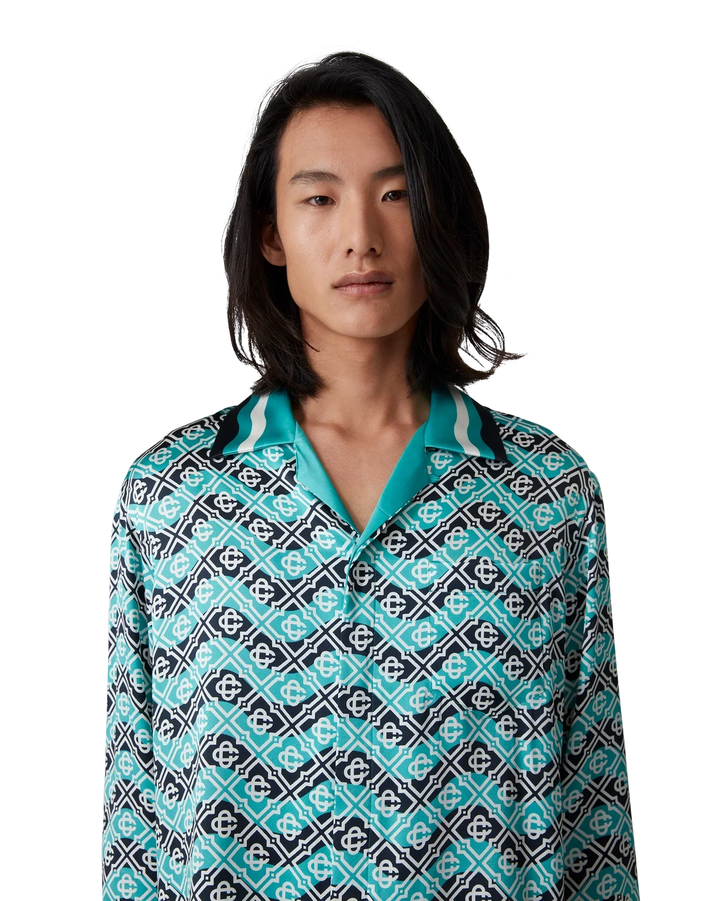 Monogram Wave Long Sleeve Silk Shirt | Casablanca Paris | Image 5