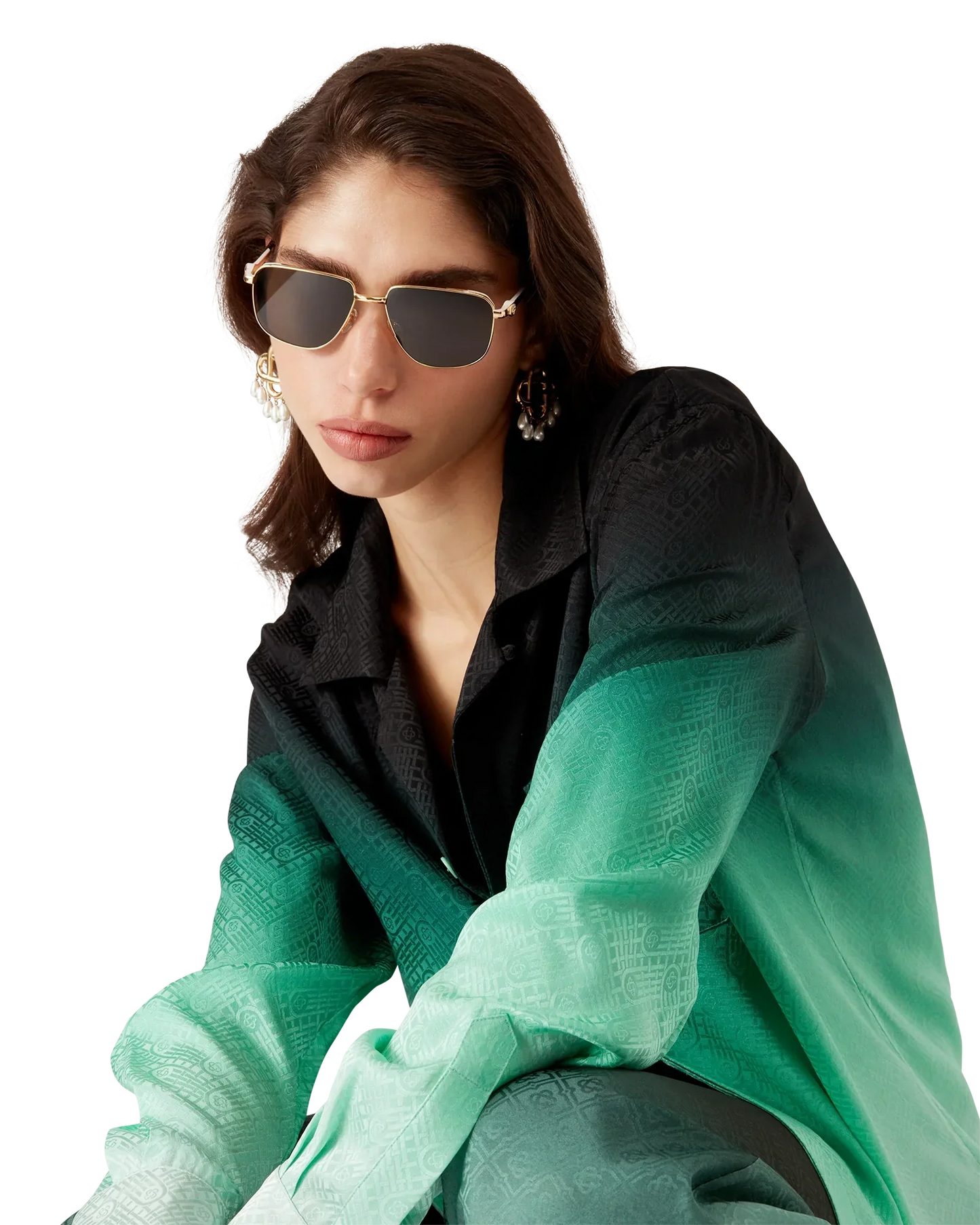 Gradient Ping Pong Jacquard Long Sleeve Silk Shirt | Casablanca Paris | Image 5