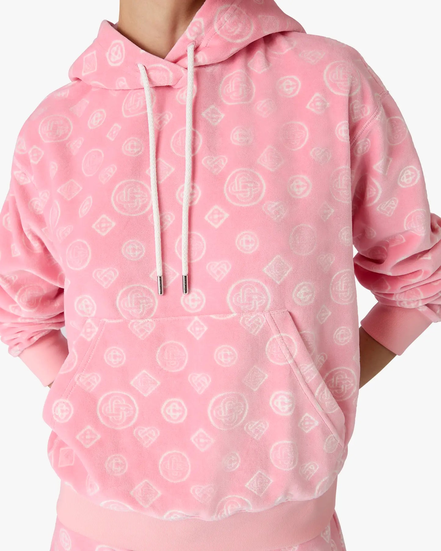 Pink Velour Monogram Hooded Sweatshirt | Casablanca Paris | Image 5