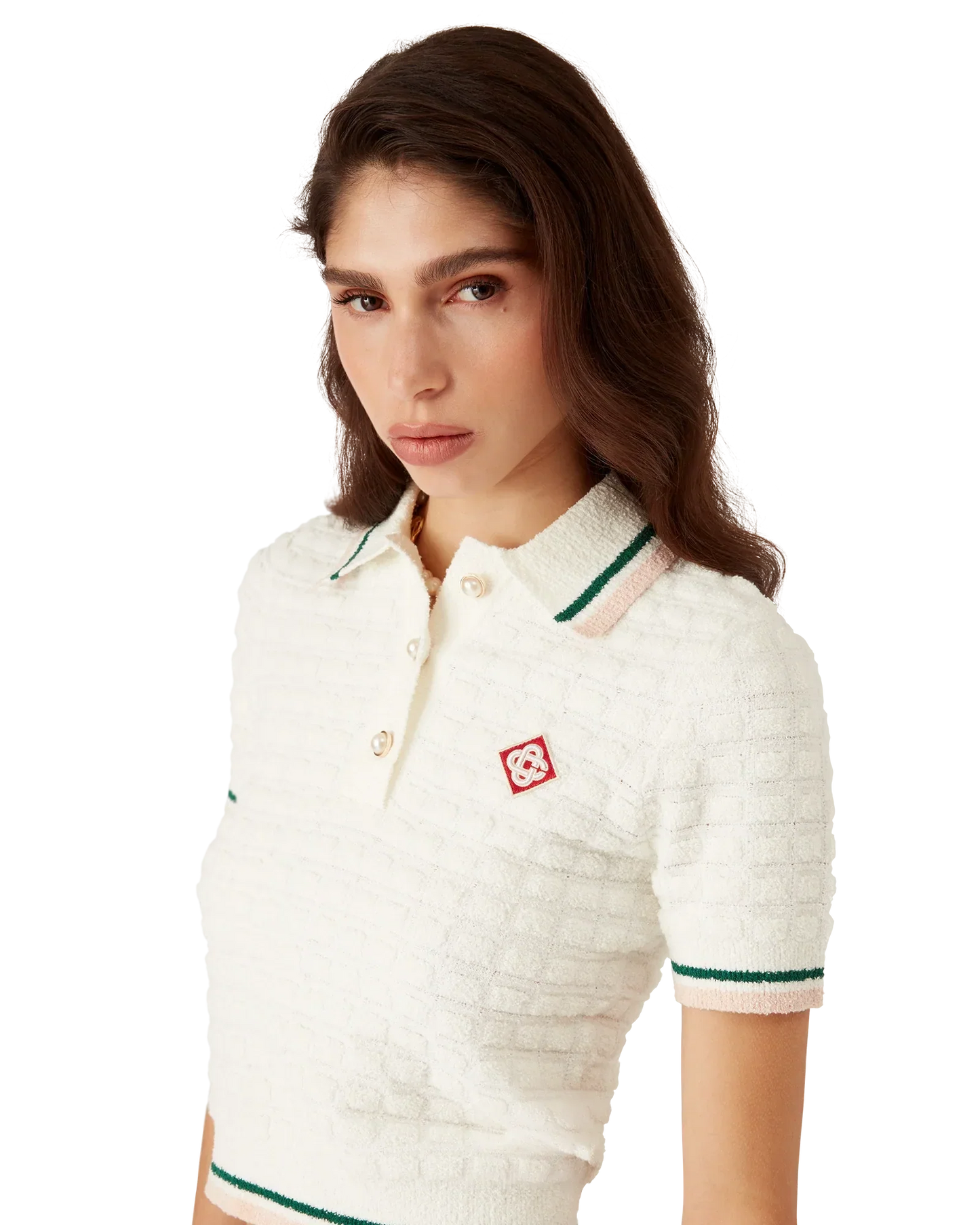 Cotton Bouclé Polo Shirt | Casablanca Paris | Image 5