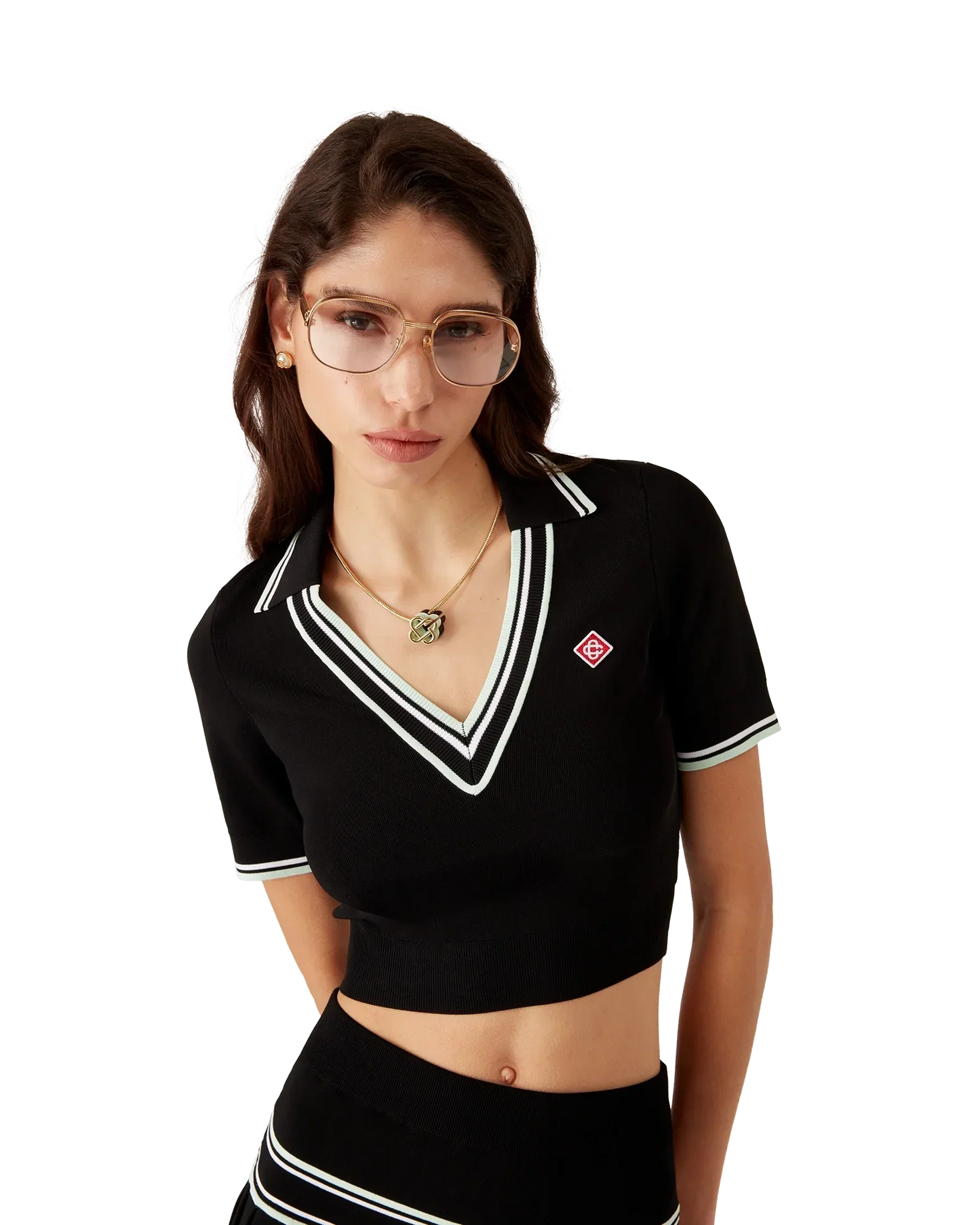 Viscose V-Neck Polo Shirt | Casablanca Paris | Image 5