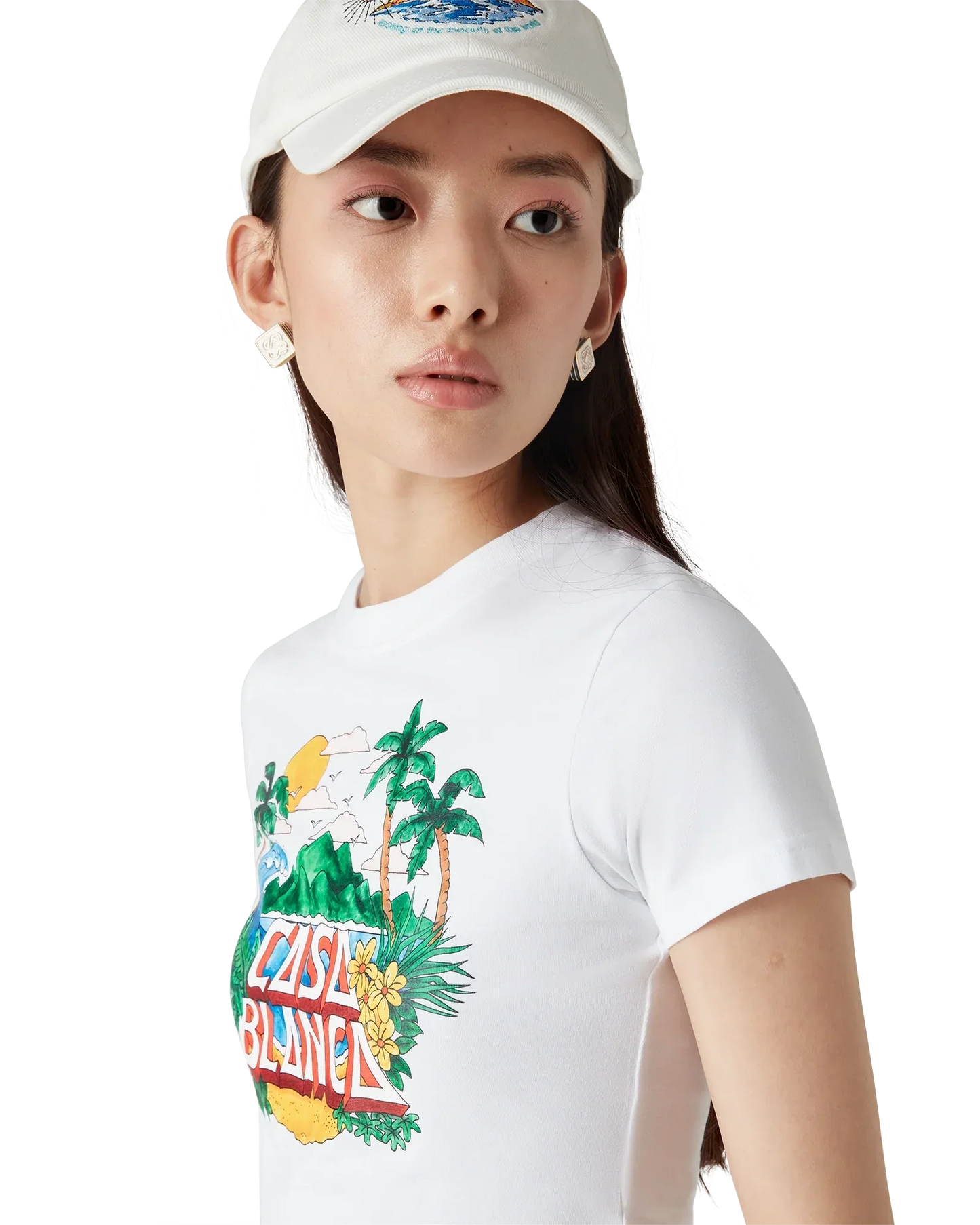 Casa Beach Wave Cropped Short Sleeve T-Shirt | Casablanca Paris | Image 5