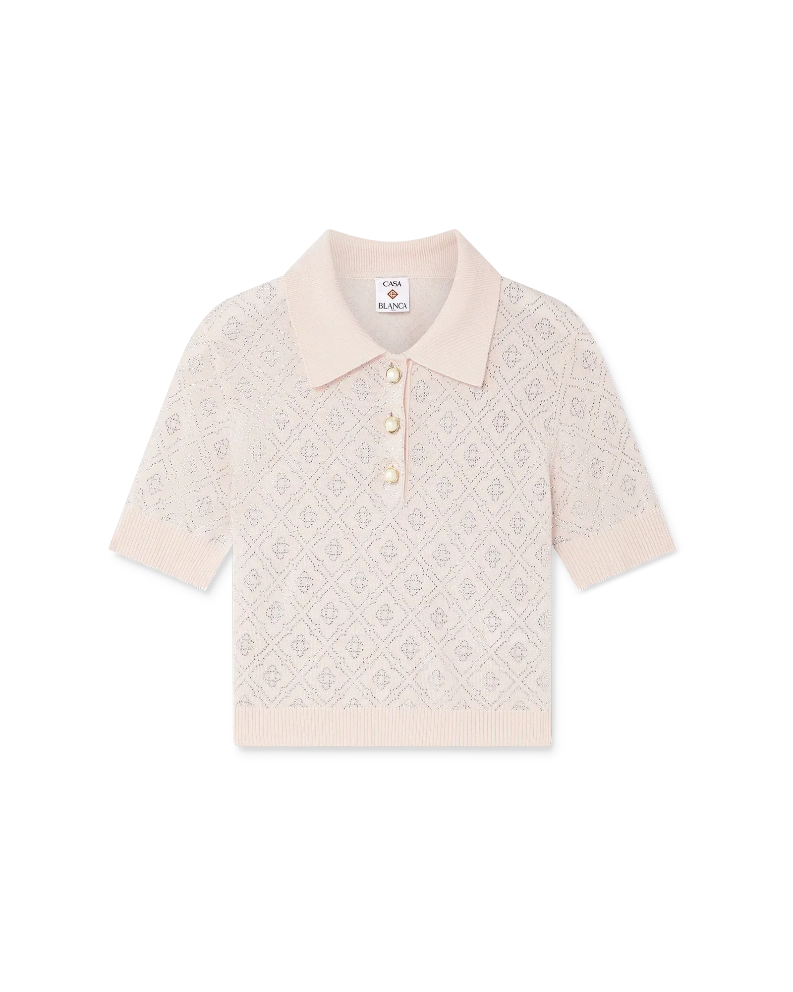 Crystal Monogram Knit Polo Shirt | Casablanca Paris | Image 1