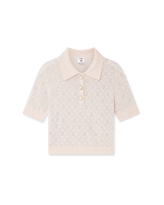 Crystal Monogram Knit Polo Shirt | Casablanca Paris | Image 1