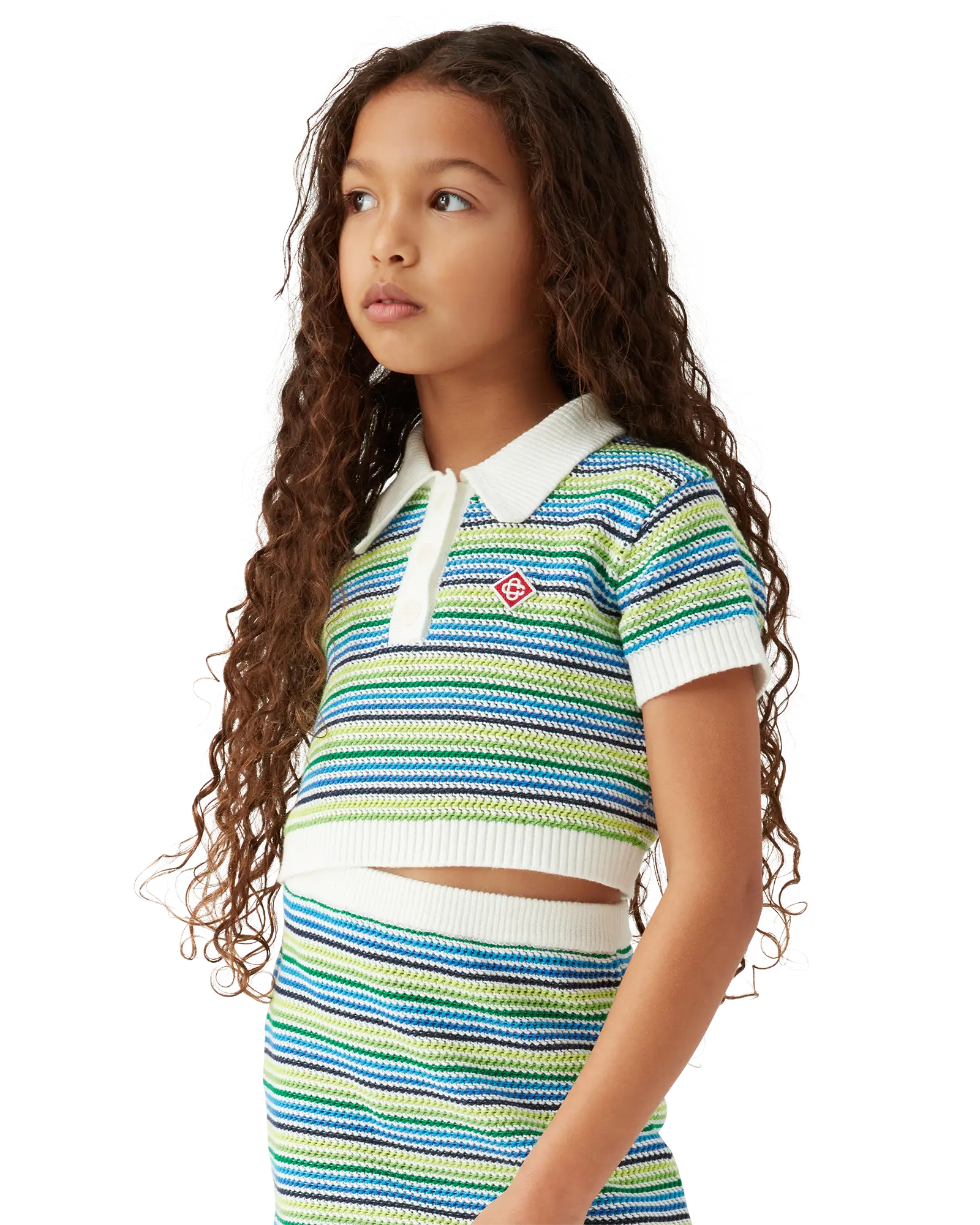 Children's Stripe Short Sleeve Crochet Top | Casablanca Paris | Image 4