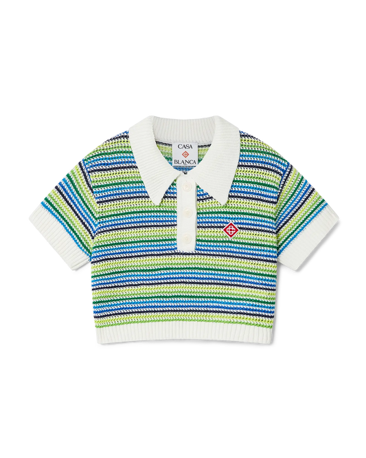 Children's Stripe Short Sleeve Crochet Top | Casablanca Paris | Image 1