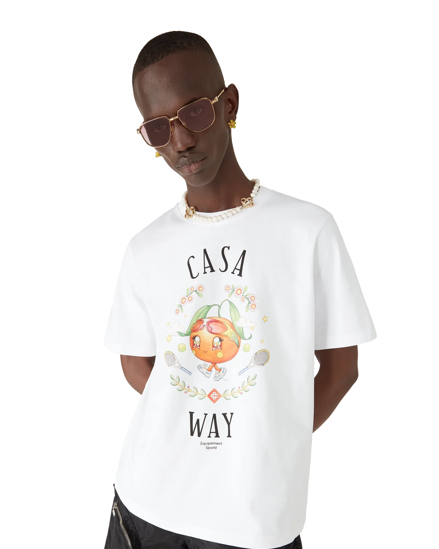Casa Way Orange Mascot Short Sleeve T-Shirt | Casablanca Paris | Image 4