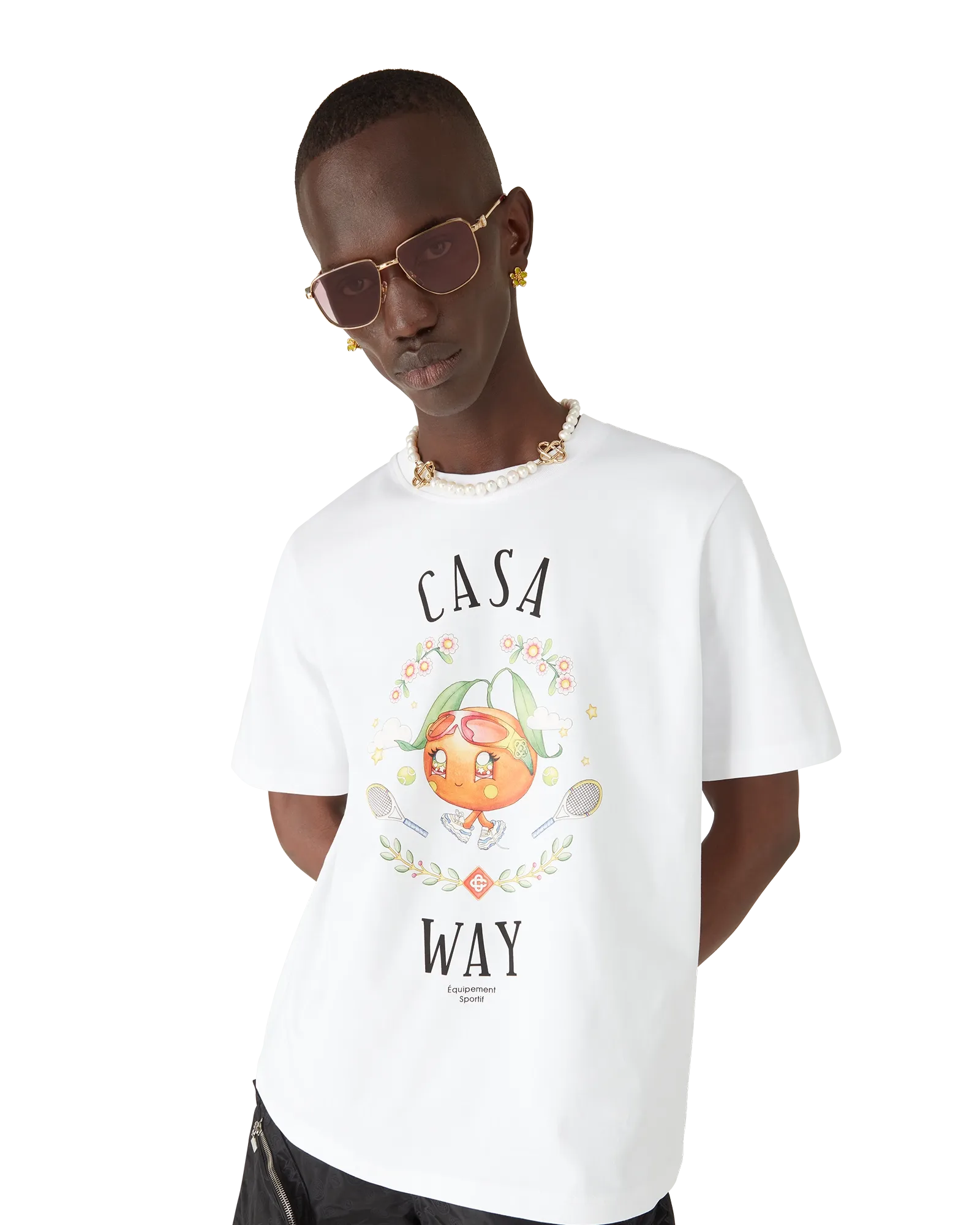 Casa Way Orange Mascot Short Sleeve T-Shirt | Casablanca Paris | Image 4