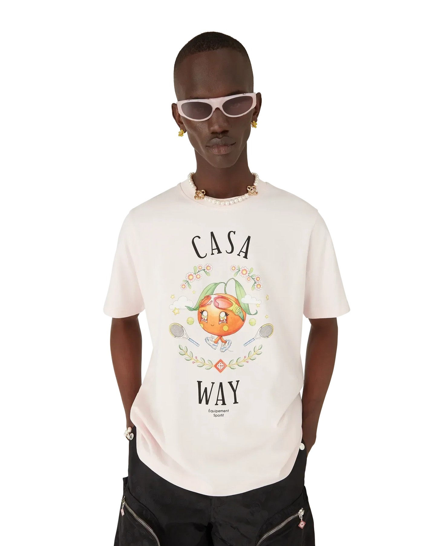 Casa Way Orange Mascot Short Sleeve T-Shirt | Casablanca Paris | Image 4