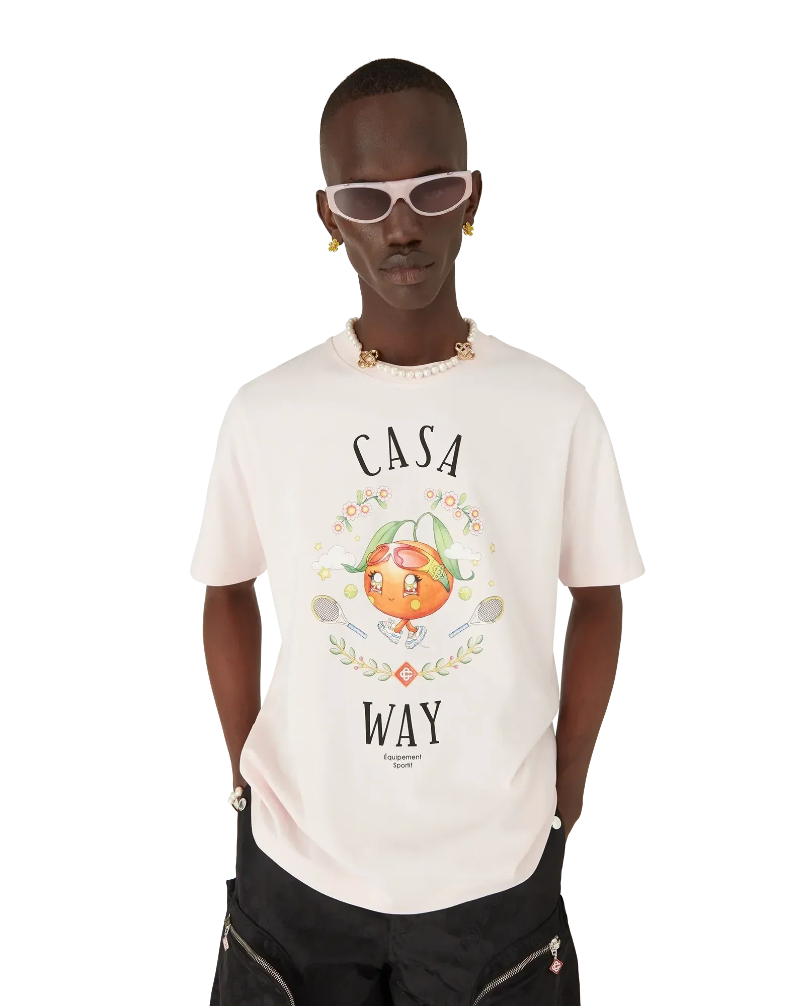 Casa Way Orange Mascot Short Sleeve T-Shirt | Casablanca Paris | Image 4