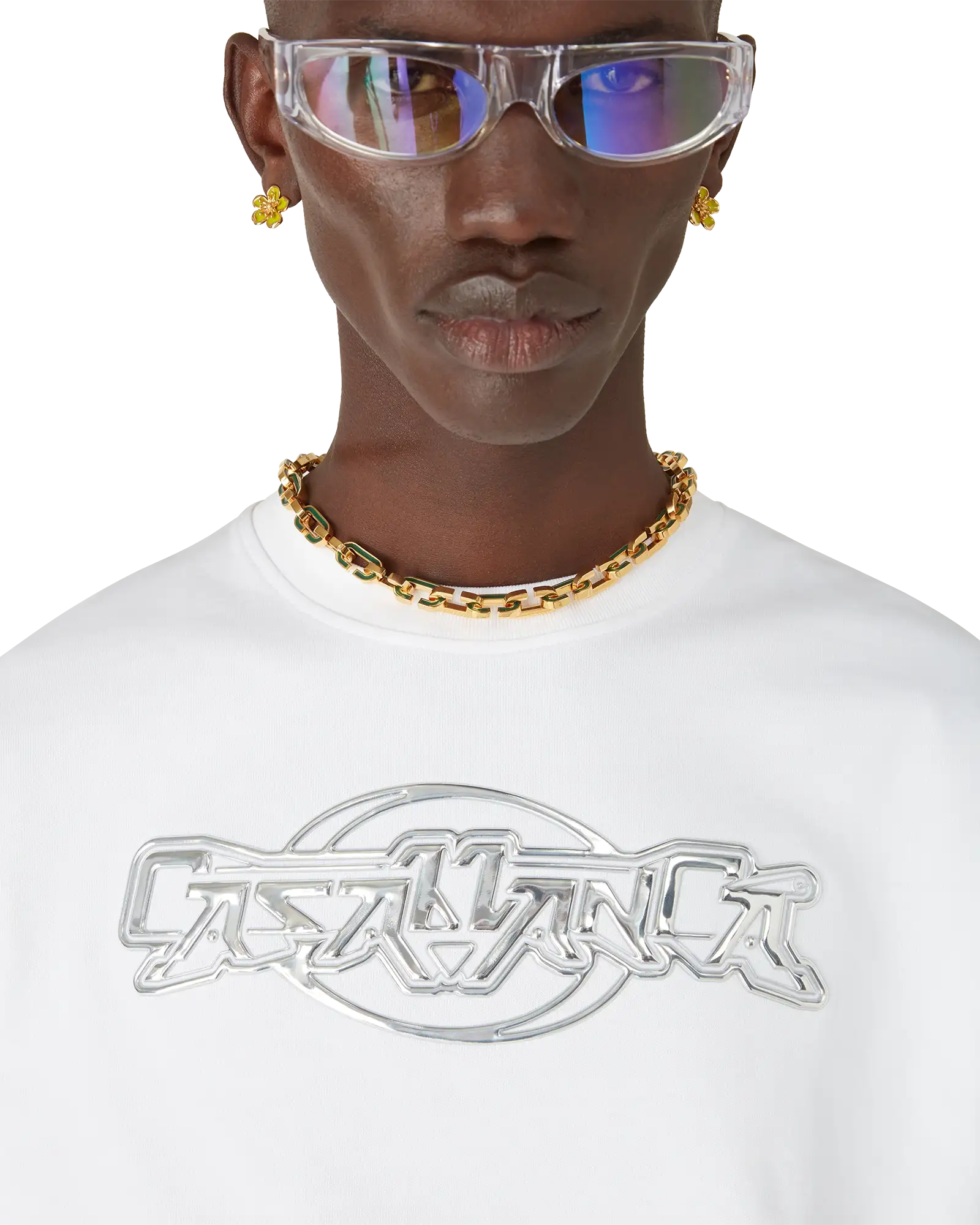 Casablanca Chrome Oversized Short Sleeve T-Shirt | Casablanca Paris | Image 5