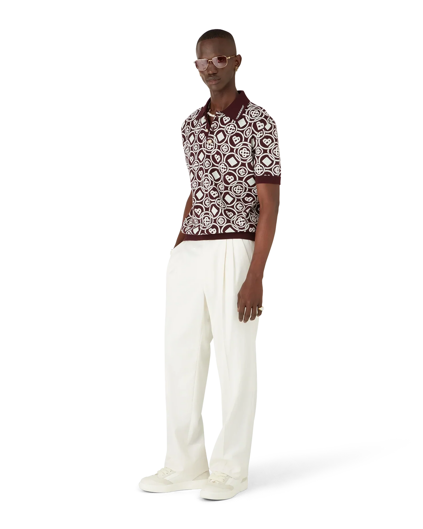 Monogram Cotton Knit Polo shirt | Casablanca Paris | Image 2