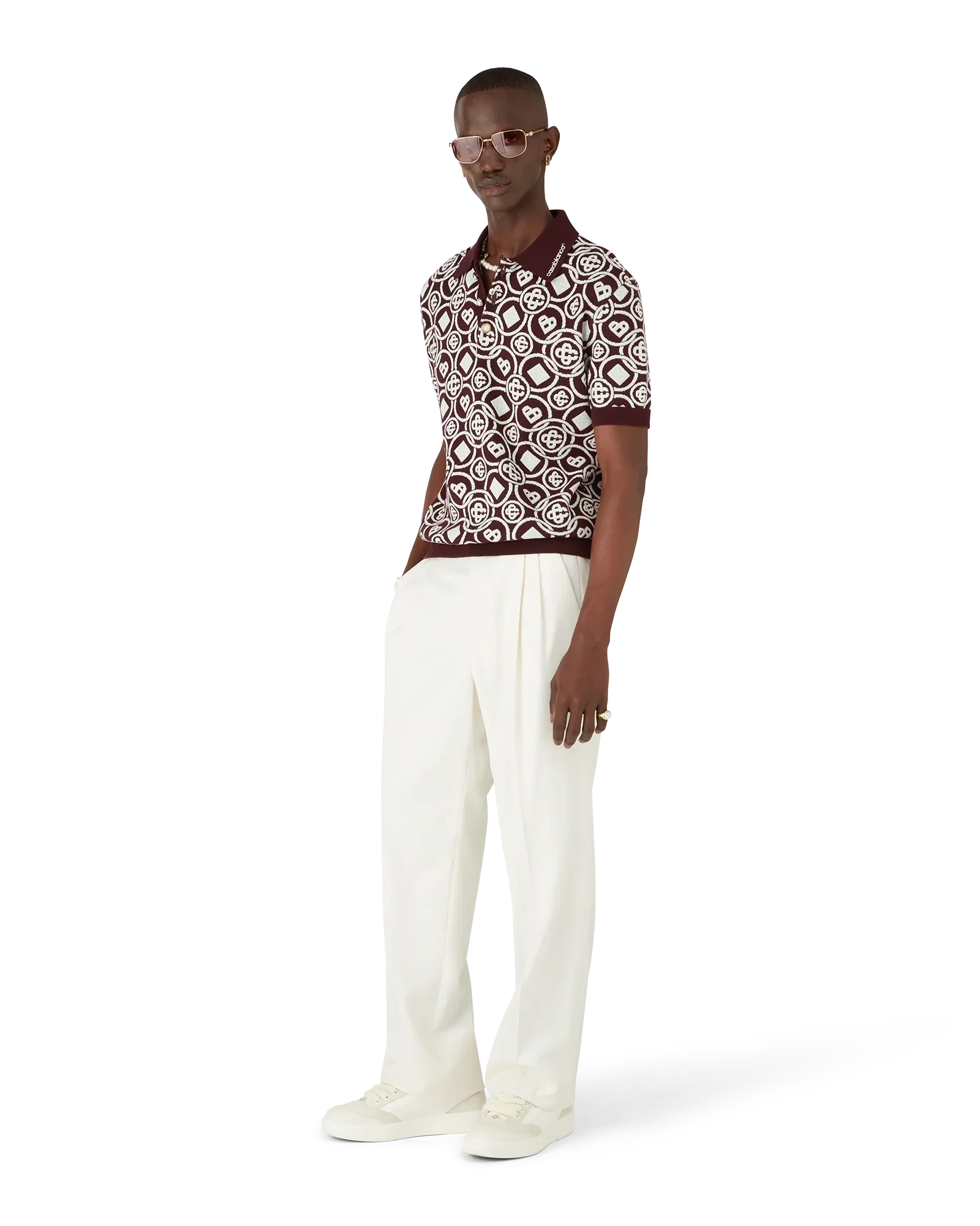 Monogram Cotton Knit Polo shirt | Casablanca Paris | Image 2