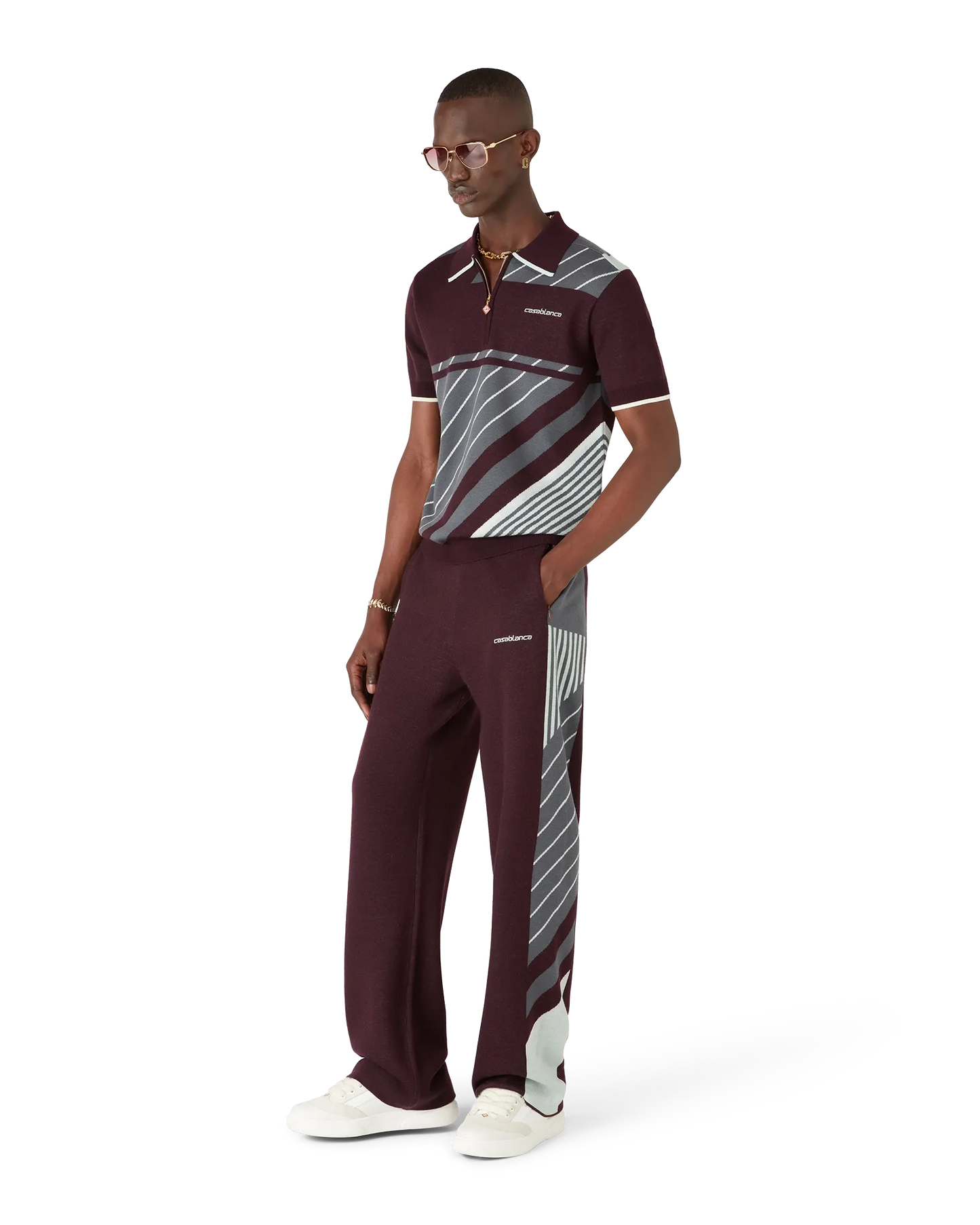 Merino Diagonal Tennis Polo | Casablanca Paris | Image 2
