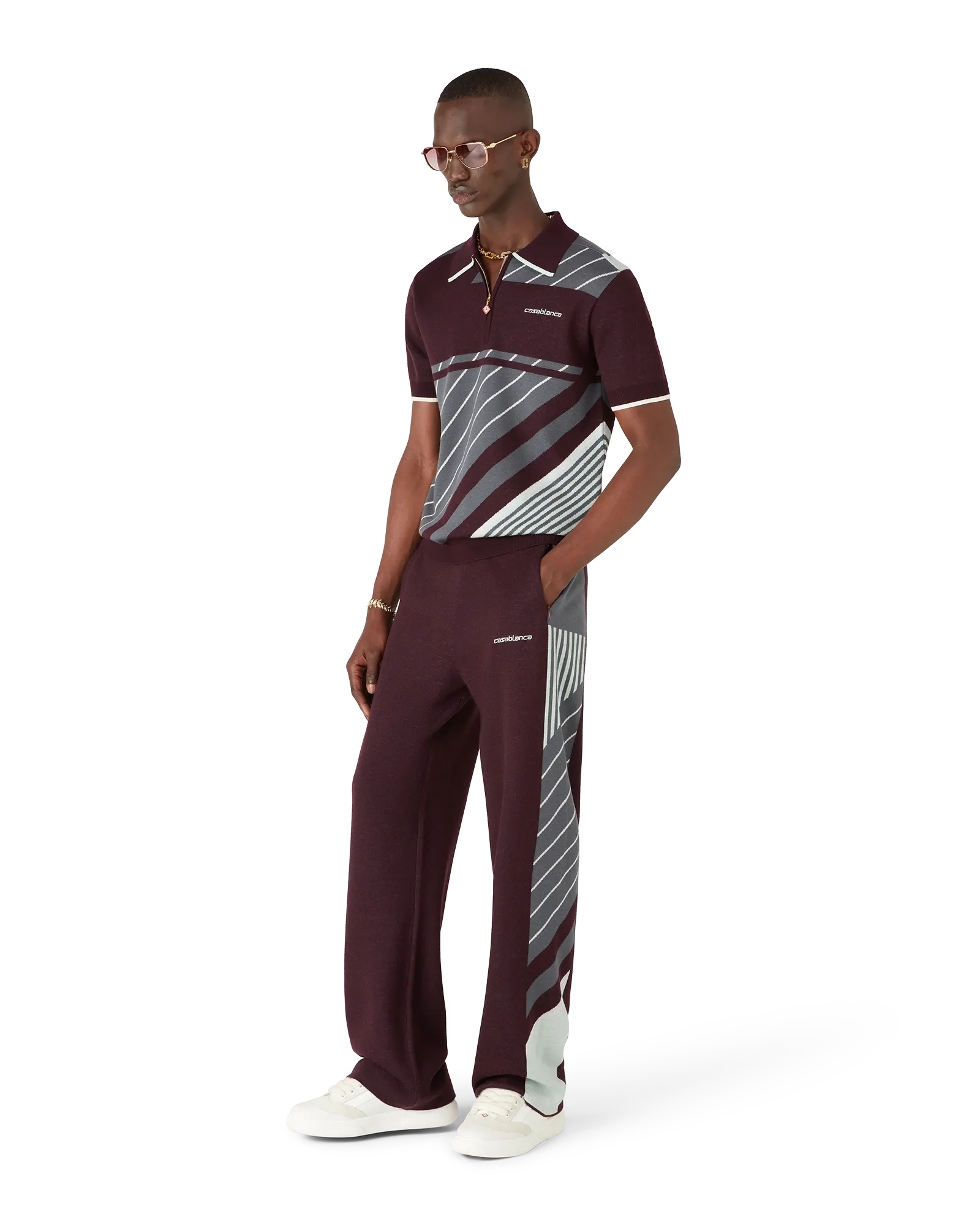 Merino Diagonal Tennis Polo | Casablanca Paris | Image 2