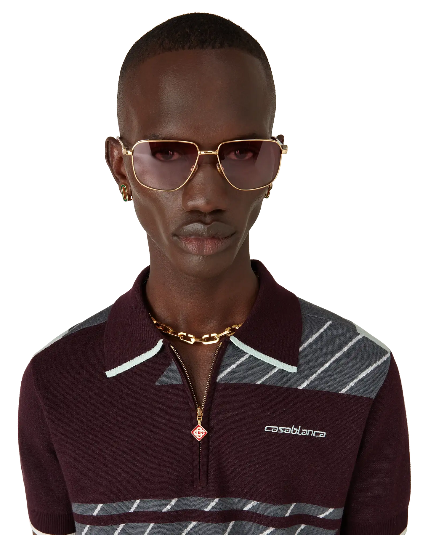 Merino Diagonal Tennis Polo | Casablanca Paris | Image 4