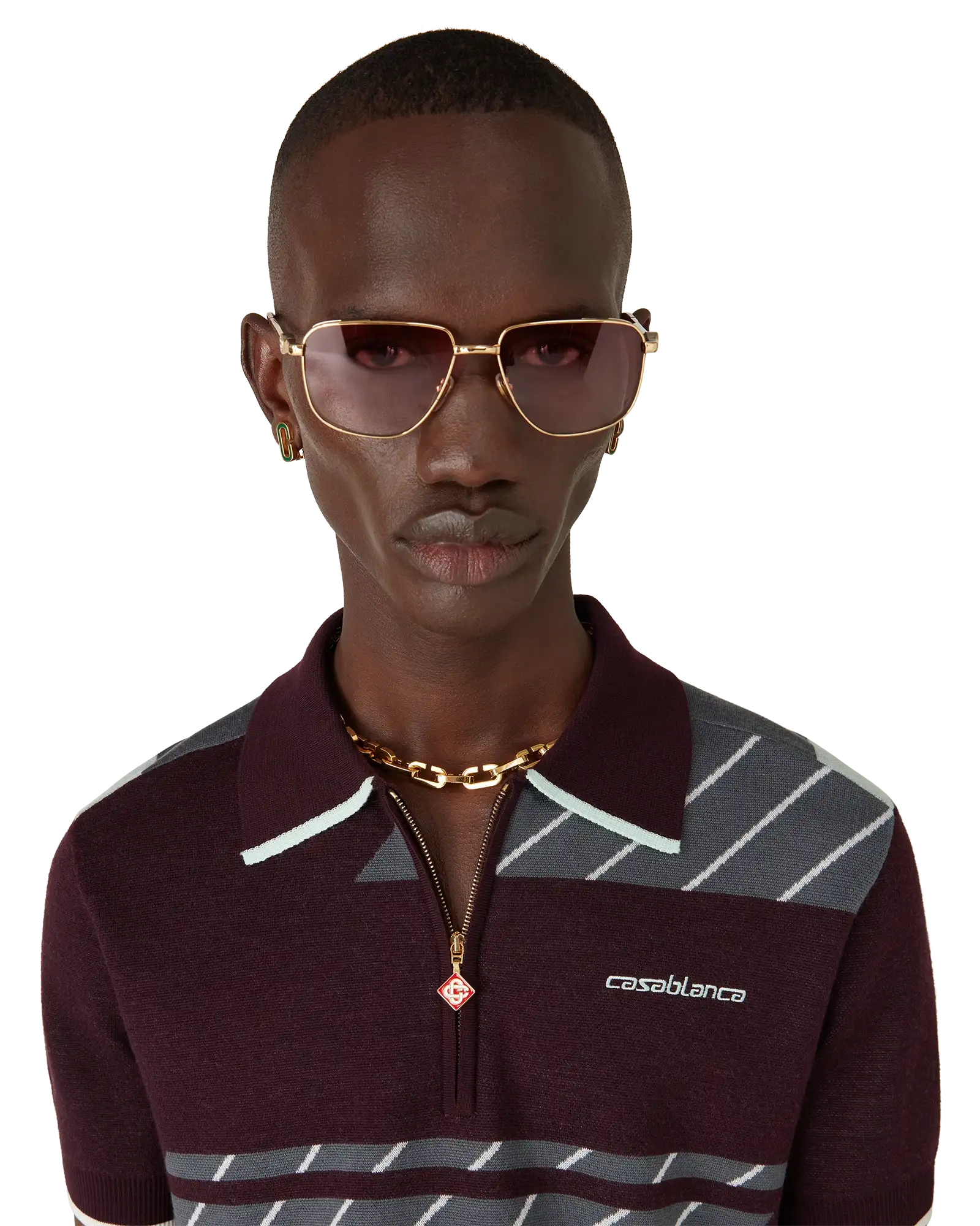 Merino Diagonal Tennis Polo | Casablanca Paris | Image 4