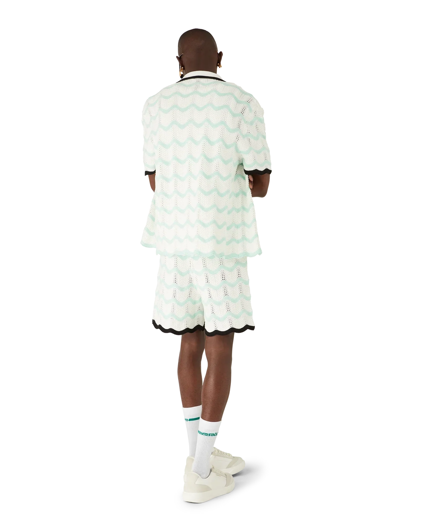 Gradient Wave Cotton Crochet Short Sleeve Shirt | Casablanca Paris | Image 3