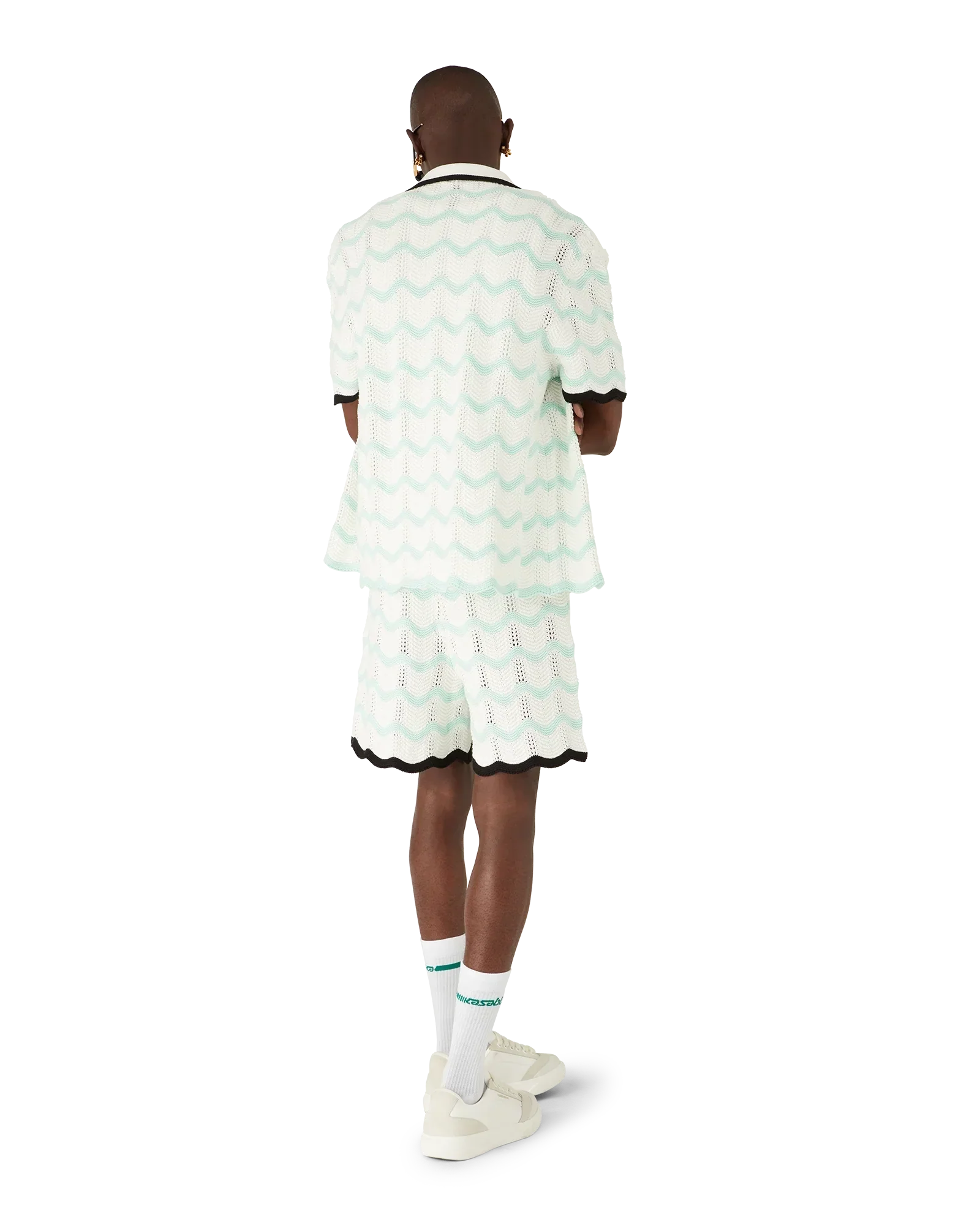 Gradient Wave Cotton Crochet Short Sleeve Shirt | Casablanca Paris | Image 3