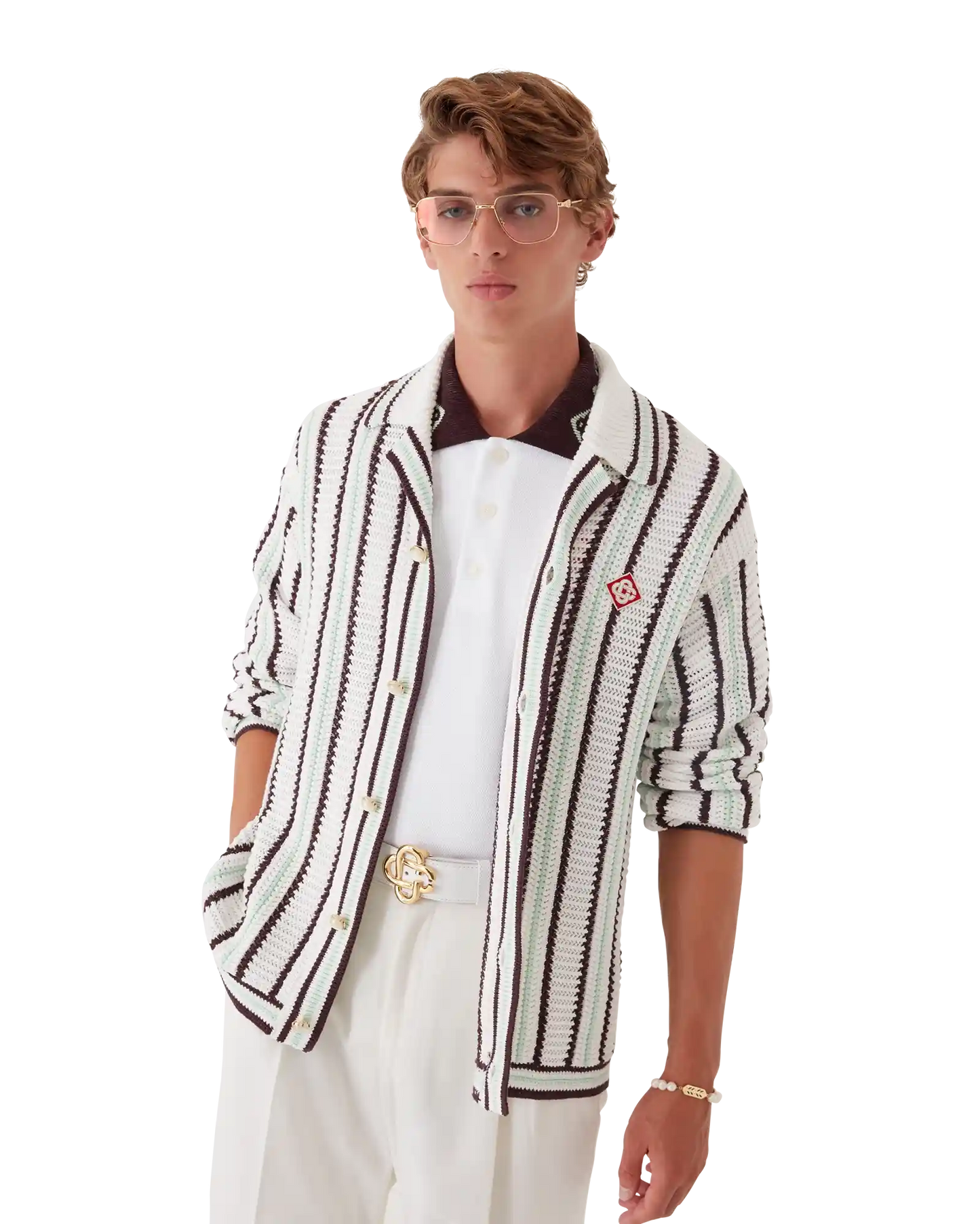 Striped Cotton Crochet Shirt | Casablanca Paris | Image 4