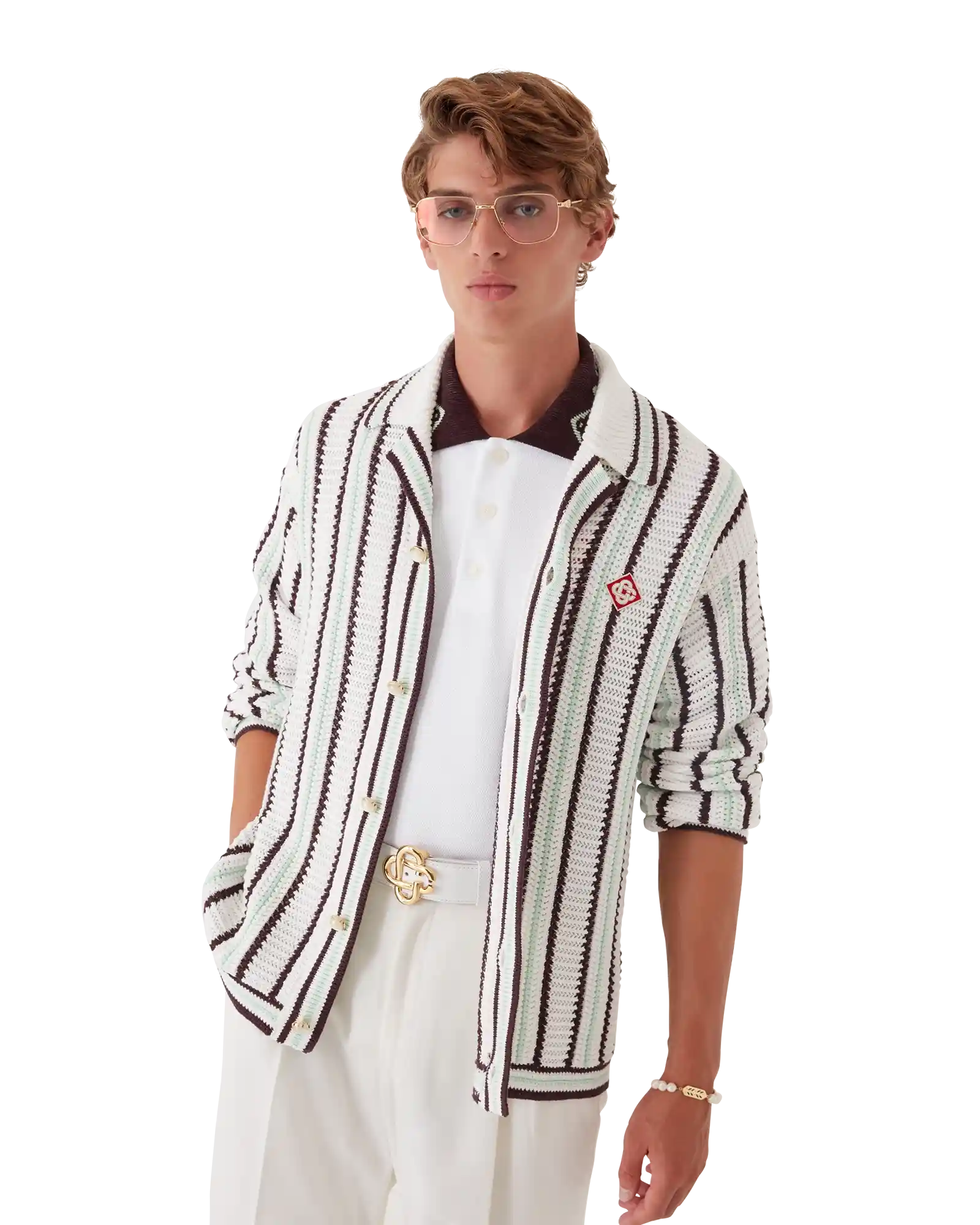 Striped Cotton Crochet Shirt | Casablanca Paris | Image 4