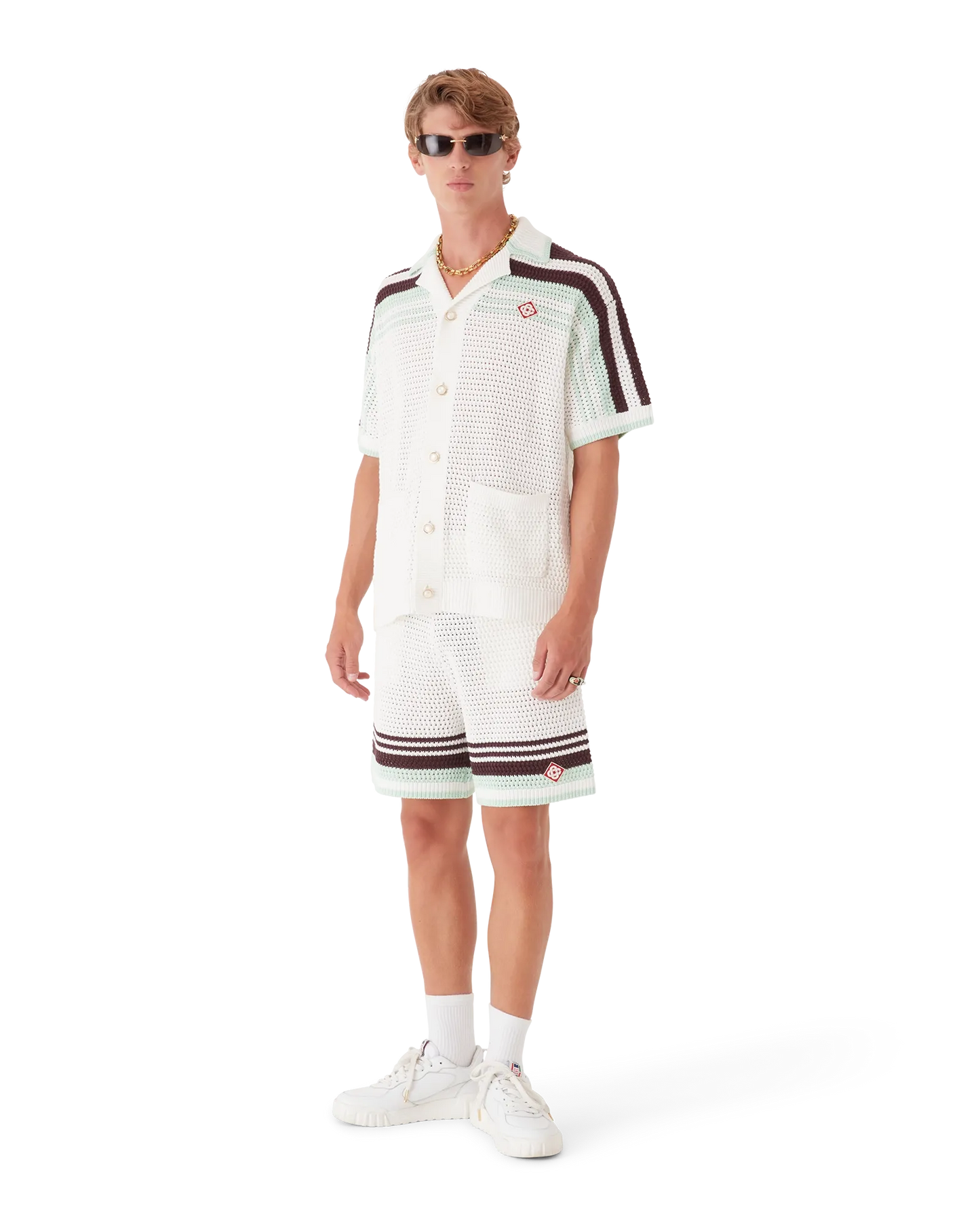 Tennis Cotton Crochet Short Sleeve Shirt | Casablanca Paris | Image 2