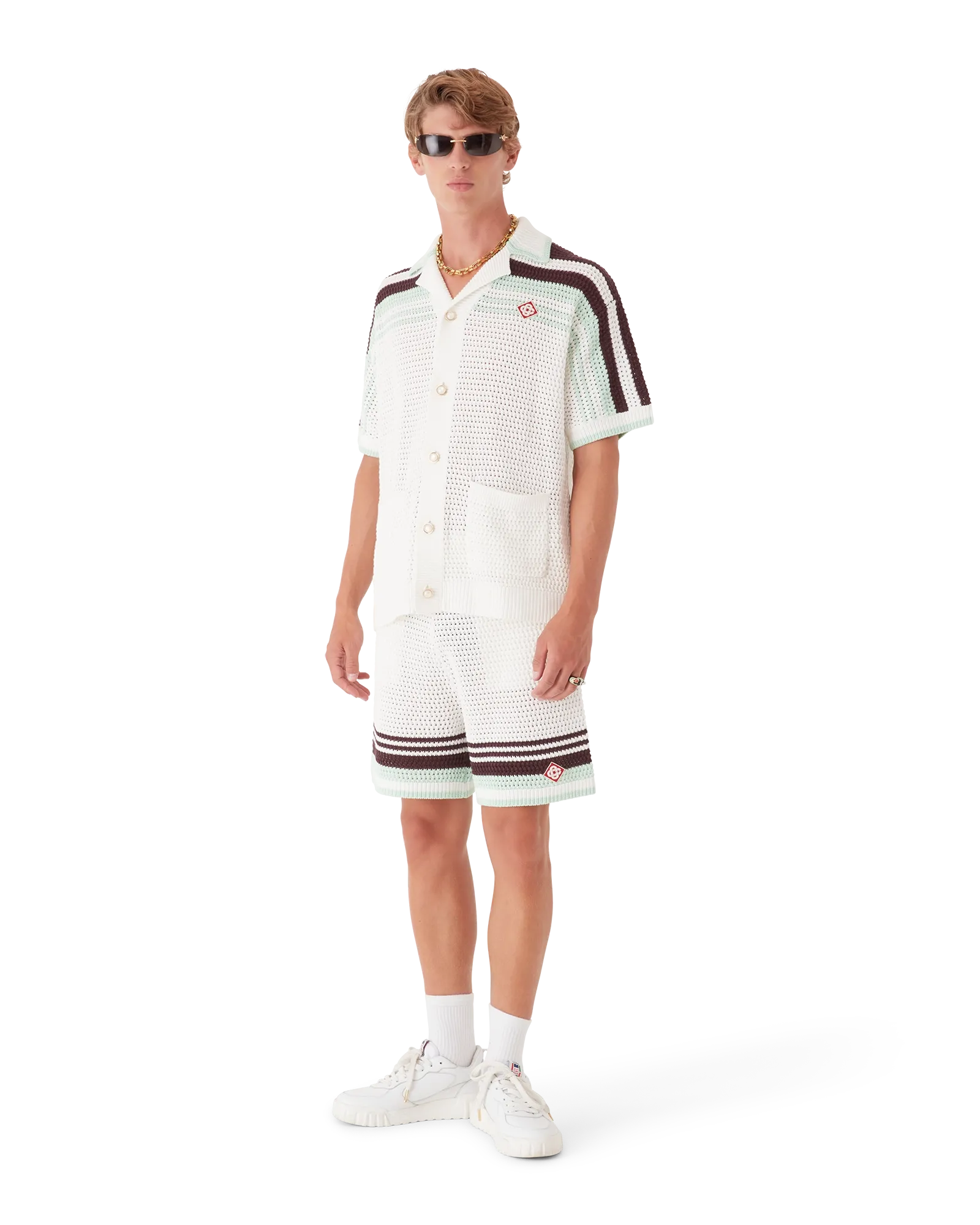 Tennis Cotton Crochet Short Sleeve Shirt | Casablanca Paris | Image 2