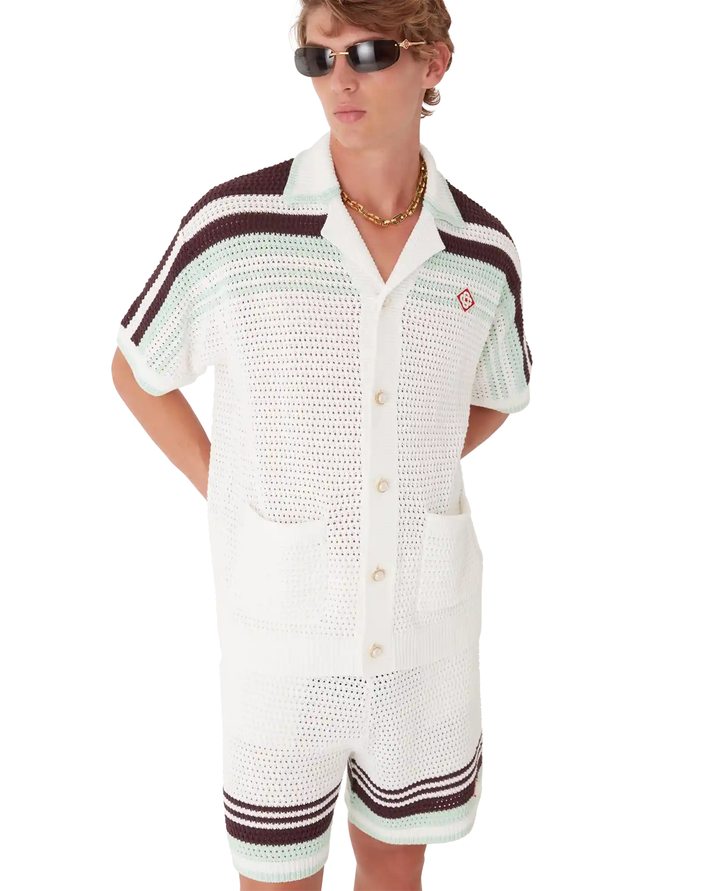 Tennis Cotton Crochet Short Sleeve Shirt | Casablanca Paris | Image 4