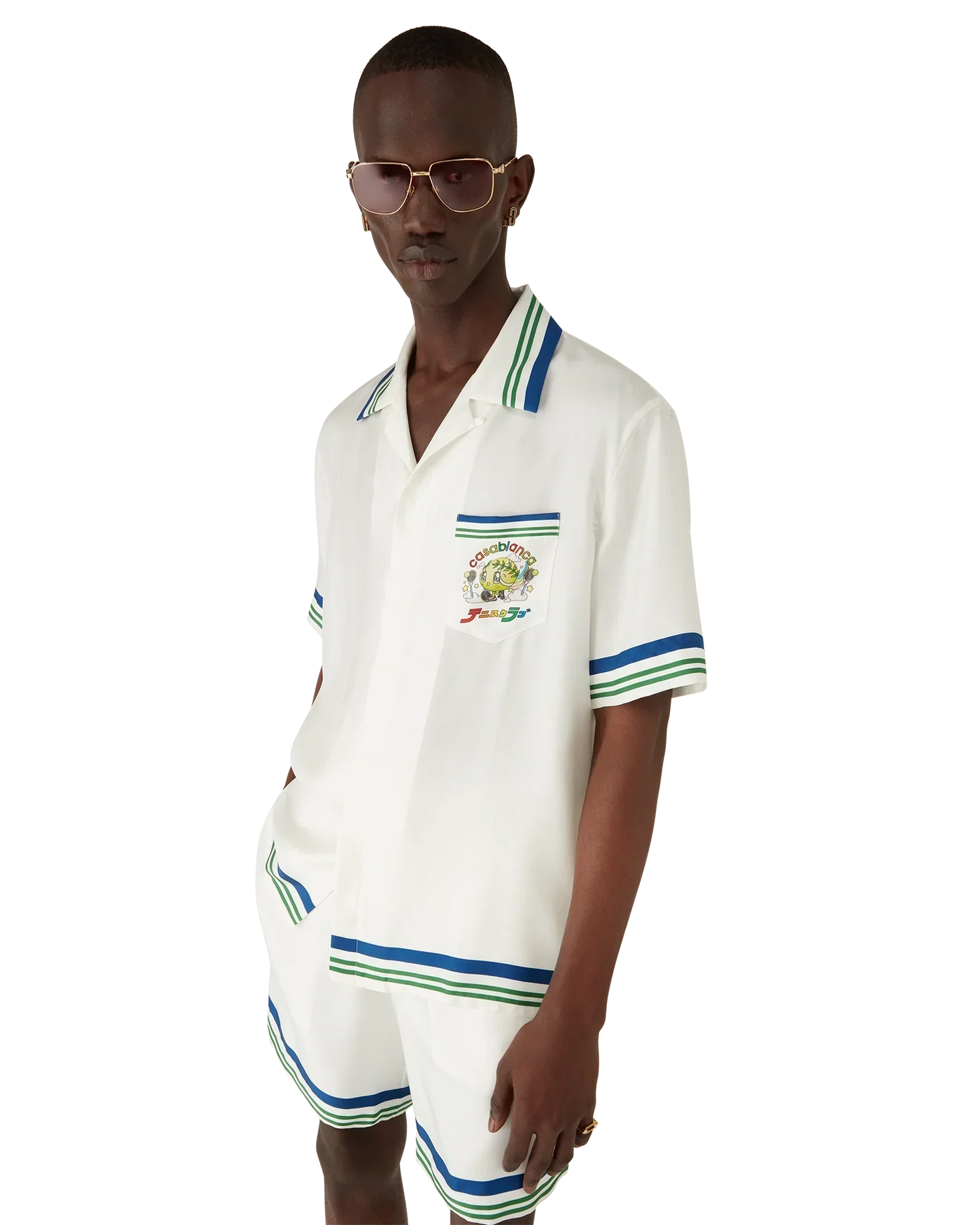 Tennis Mascot Short Sleeve Silk Twill Shirt | Casablanca Paris | Image 4