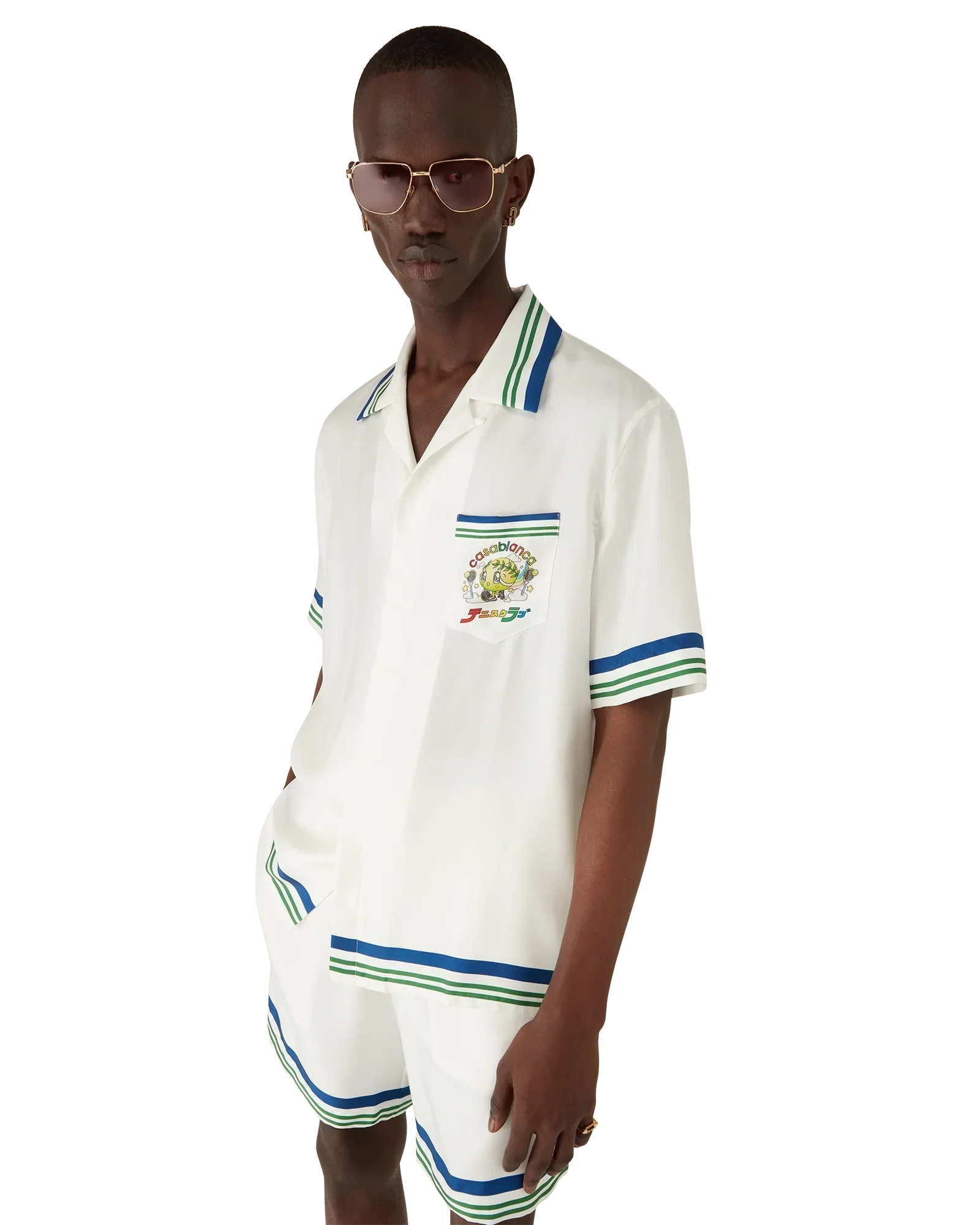 Tennis Mascot Short Sleeve Silk Twill Shirt | Casablanca Paris | Image 4