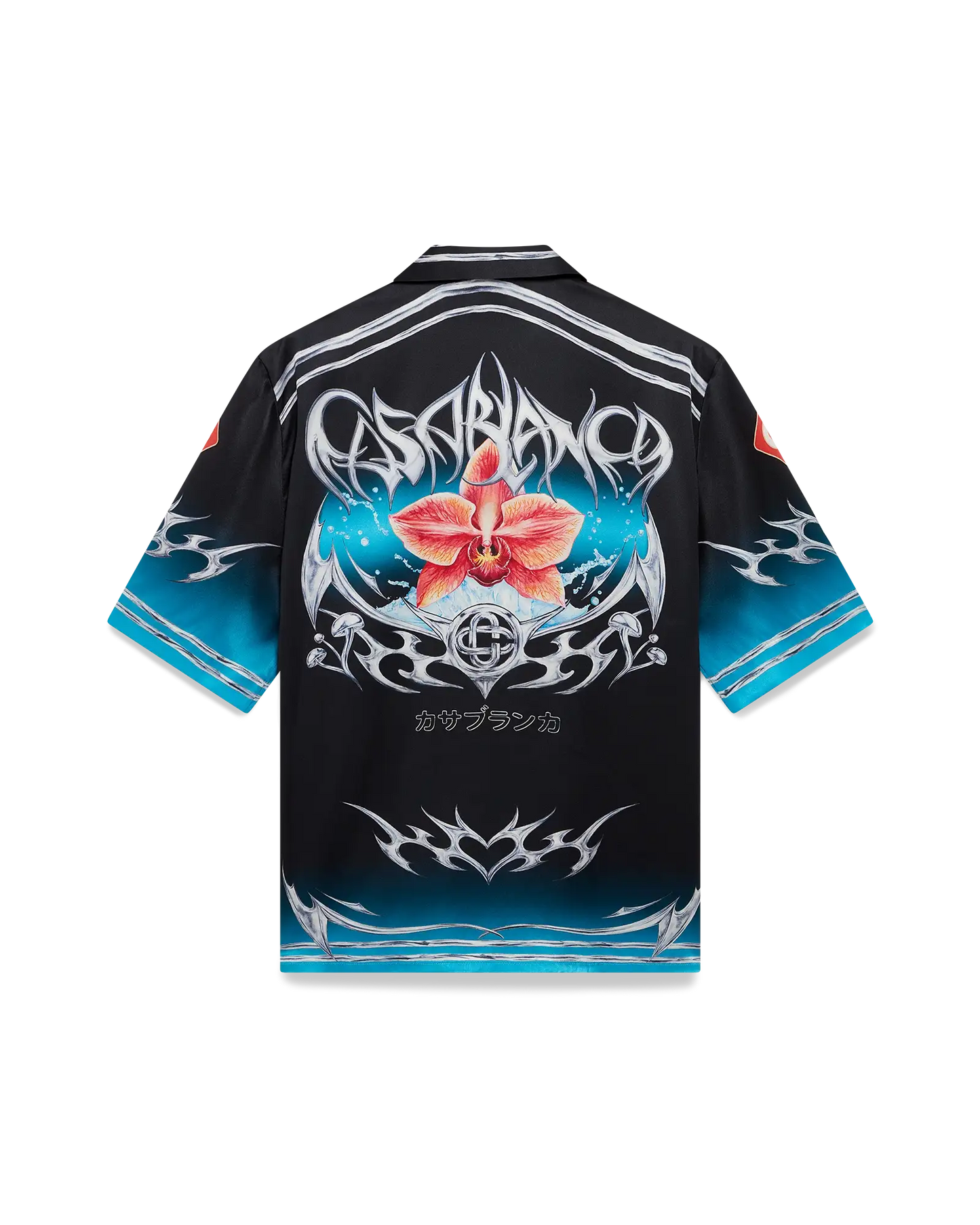 Blades Short Sleeve Silk Satin Shirt | Casablanca Paris | Image 1