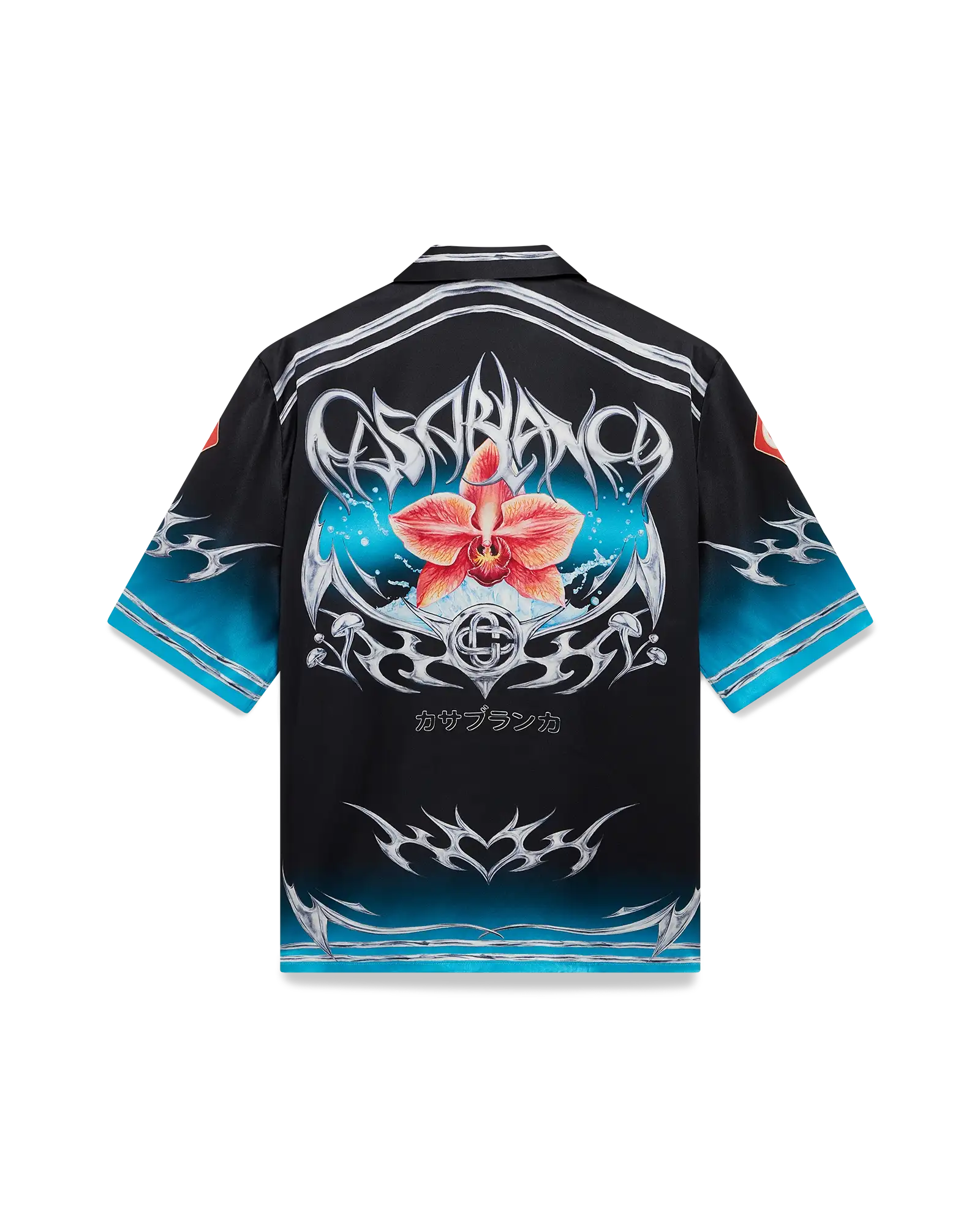 Blades Short Sleeve Silk Satin Shirt | Casablanca Paris | Image 1