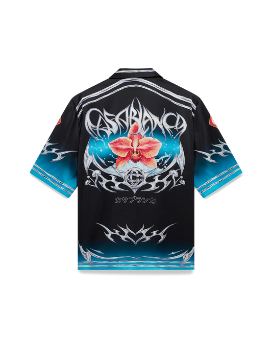 Blades Short Sleeve Silk Satin Shirt | Casablanca Paris | Image 1