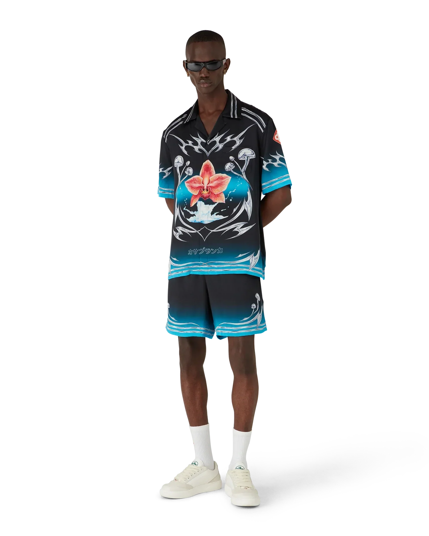 Blades Short Sleeve Silk Satin Shirt | Casablanca Paris | Image 2