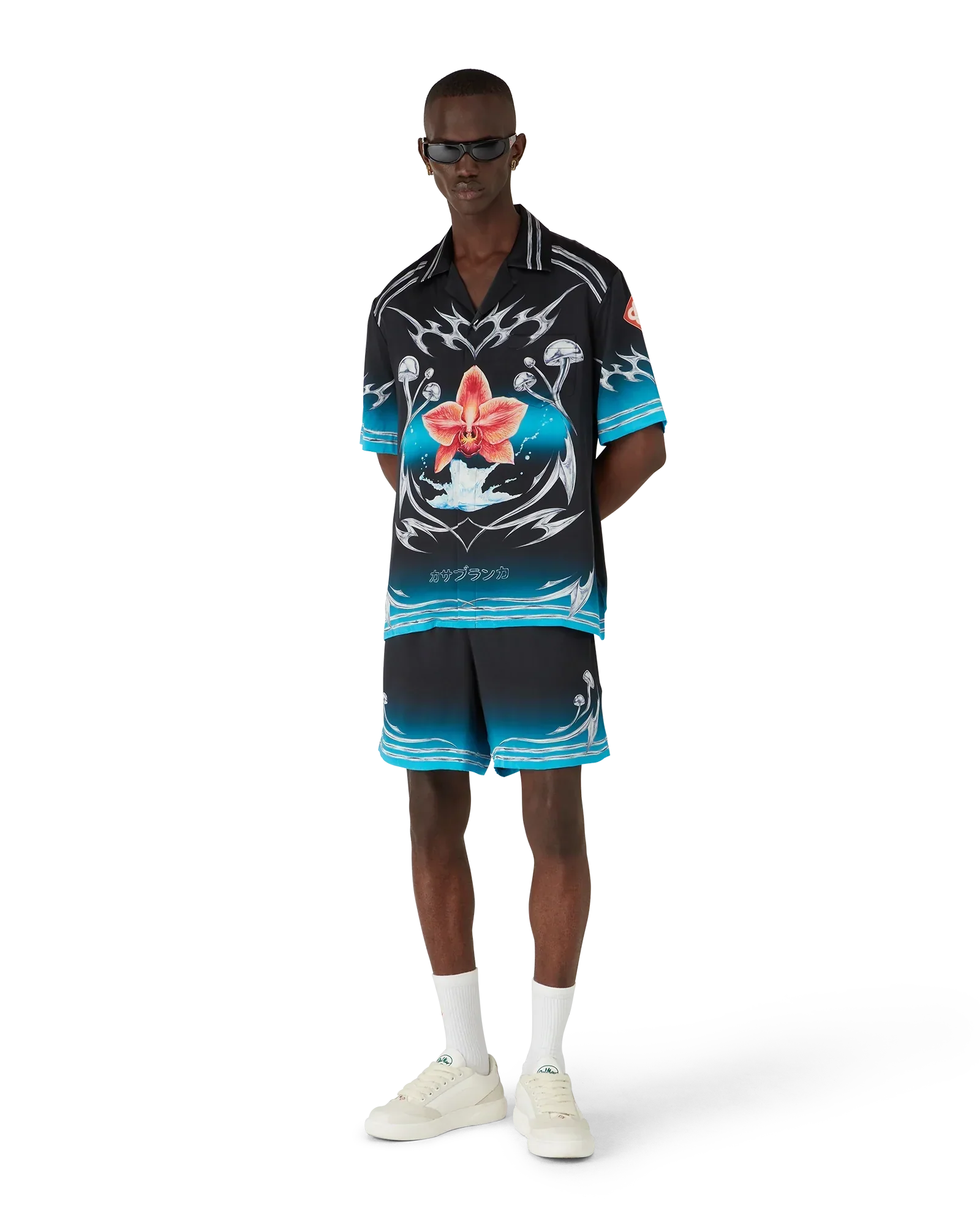 Blades Short Sleeve Silk Satin Shirt | Casablanca Paris | Image 2