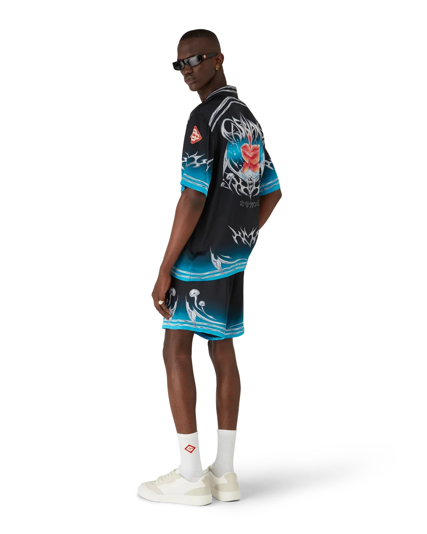 Blades Short Sleeve Silk Satin Shirt | Casablanca Paris | Image 3