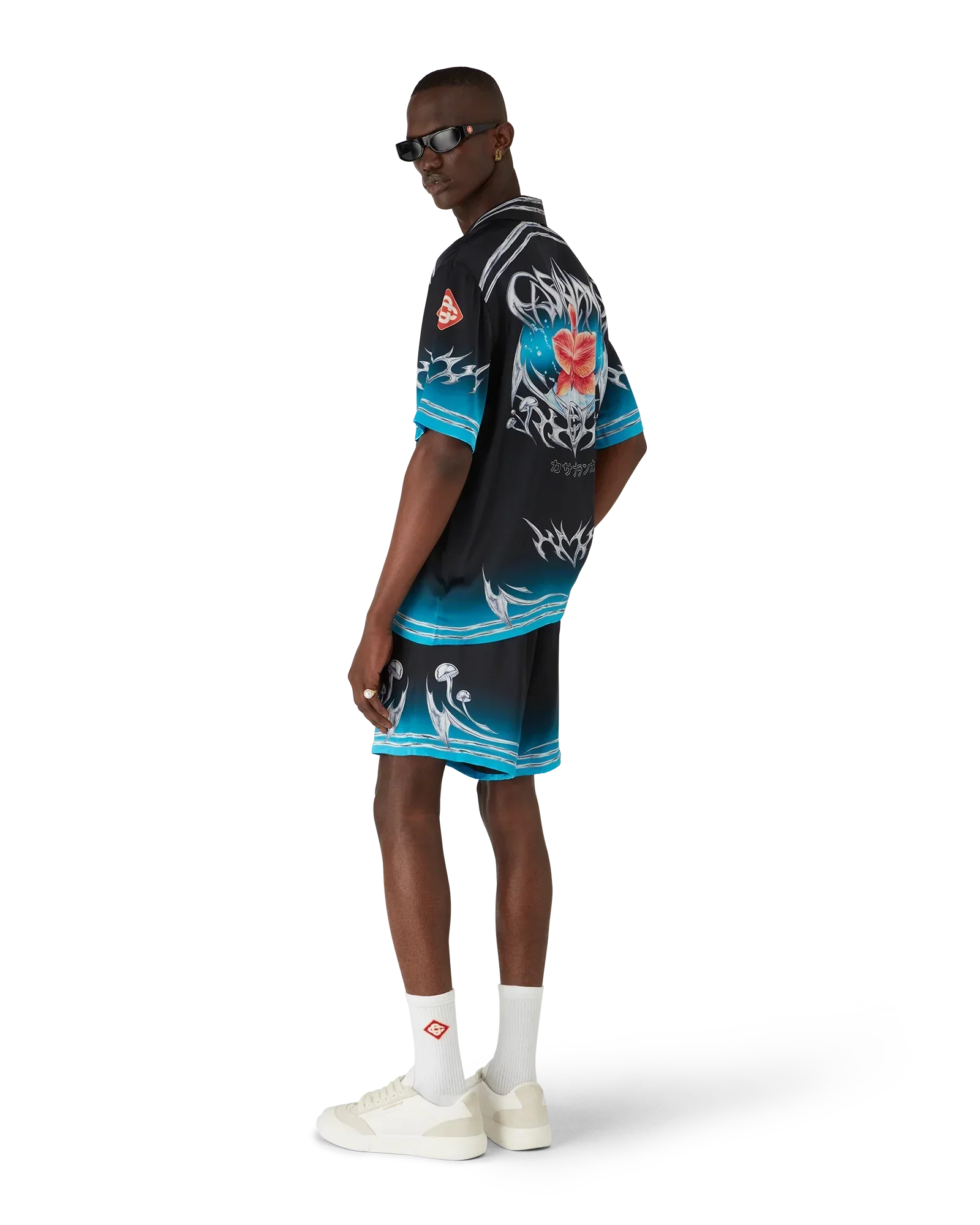 Blades Short Sleeve Silk Satin Shirt | Casablanca Paris | Image 3