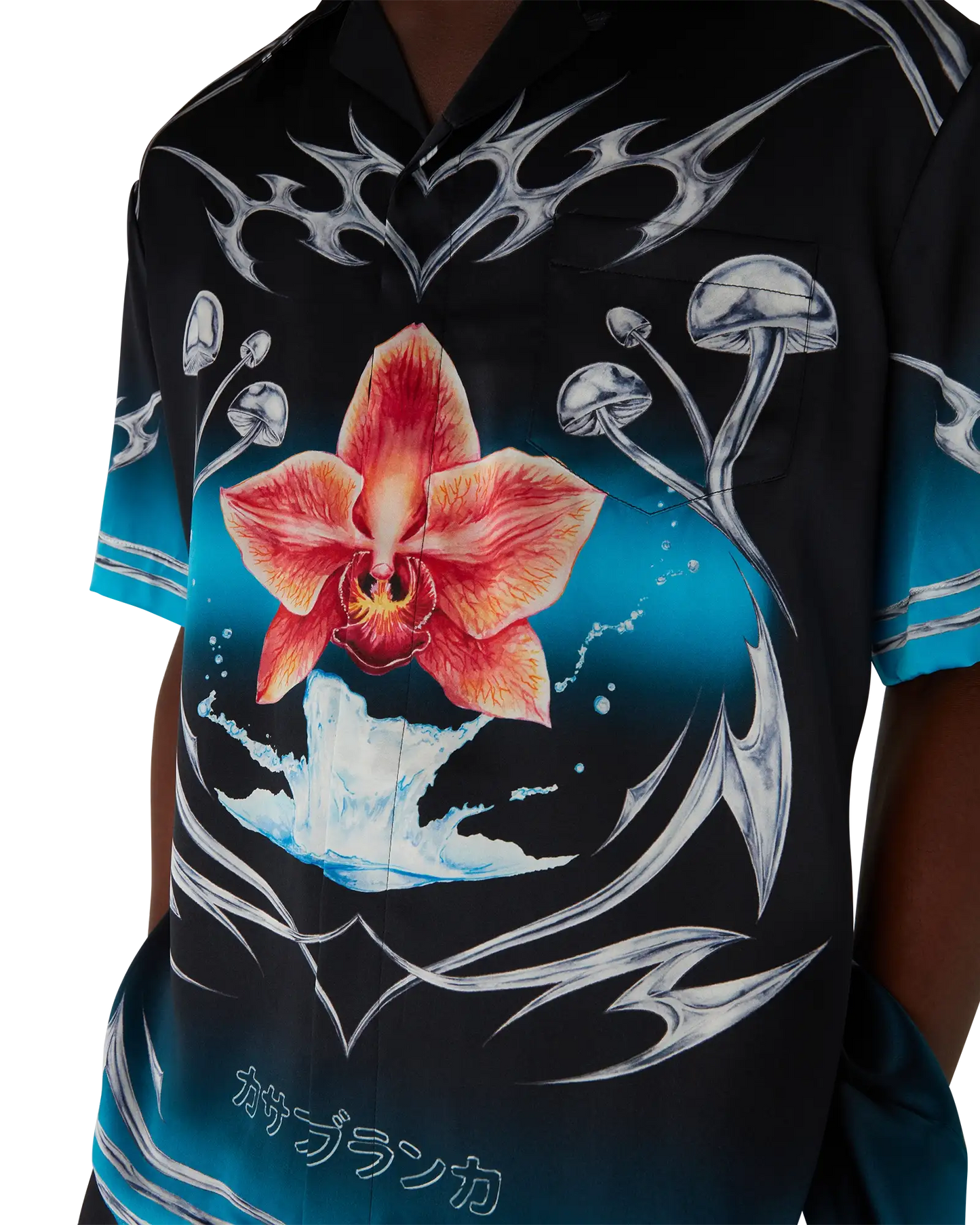 Blades Short Sleeve Silk Satin Shirt | Casablanca Paris | Image 4